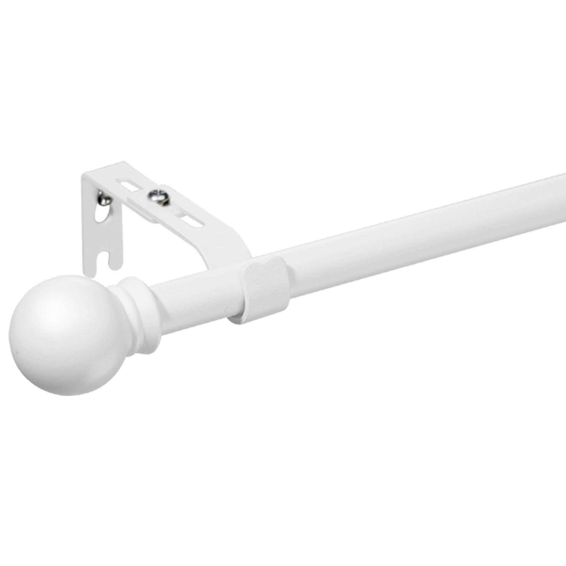 Curtain Poles with Round Finials 76 to 216 cm, 1.6 cm diameter Matt Black Curtain Pole with Brackets Fittings Set Window Poles for Living Room & Outdoor