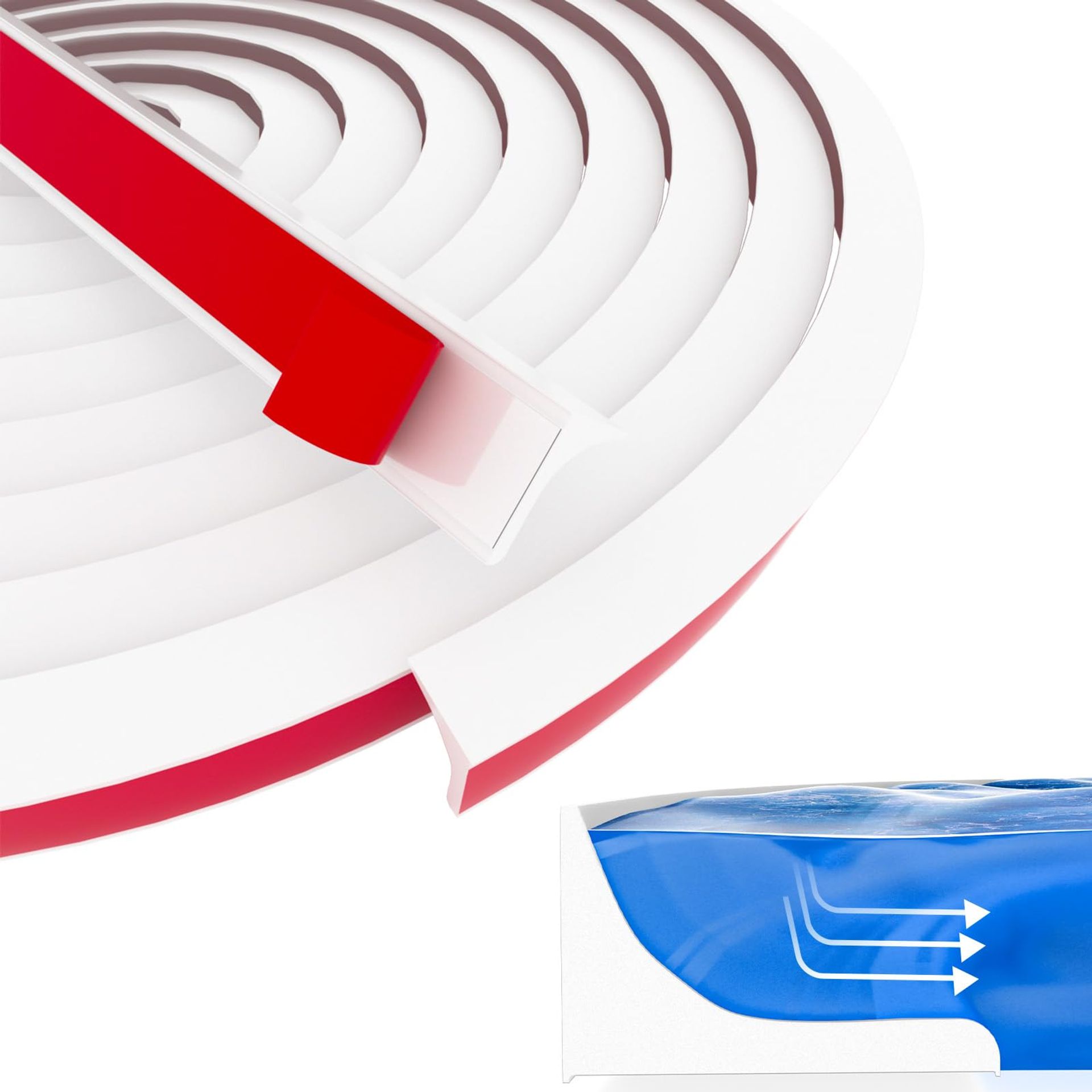 2M Silicone Shower Threshold Water Barrier Strip for Wet Rooms & Bathrooms - Prevents Leaks & Kitchen Spills - White