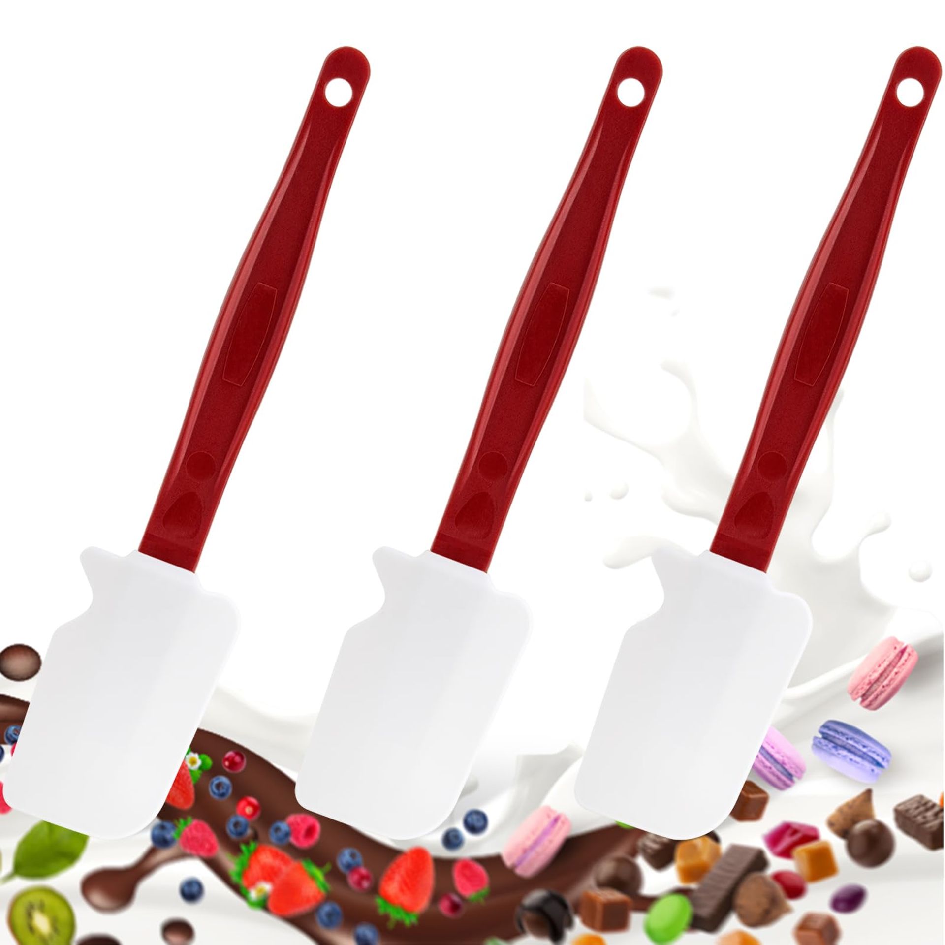 High Heat Silicone Spatula Set of 3 - 14 Inch Commercial Grade Rubber Spatulas for Cooking