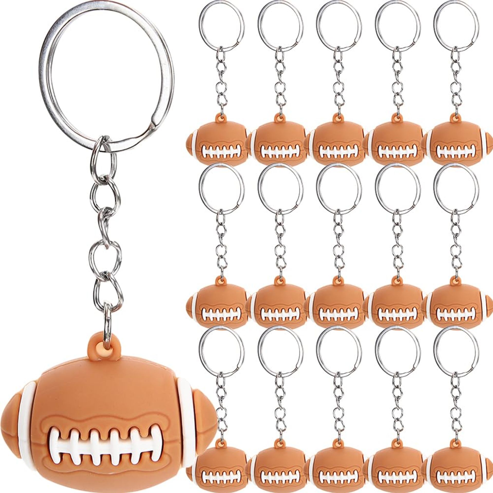 Garneck 16pcs Rugby Keychains for Sports Lovers - Durable Metal & Soft Rubber Bag Ornaments