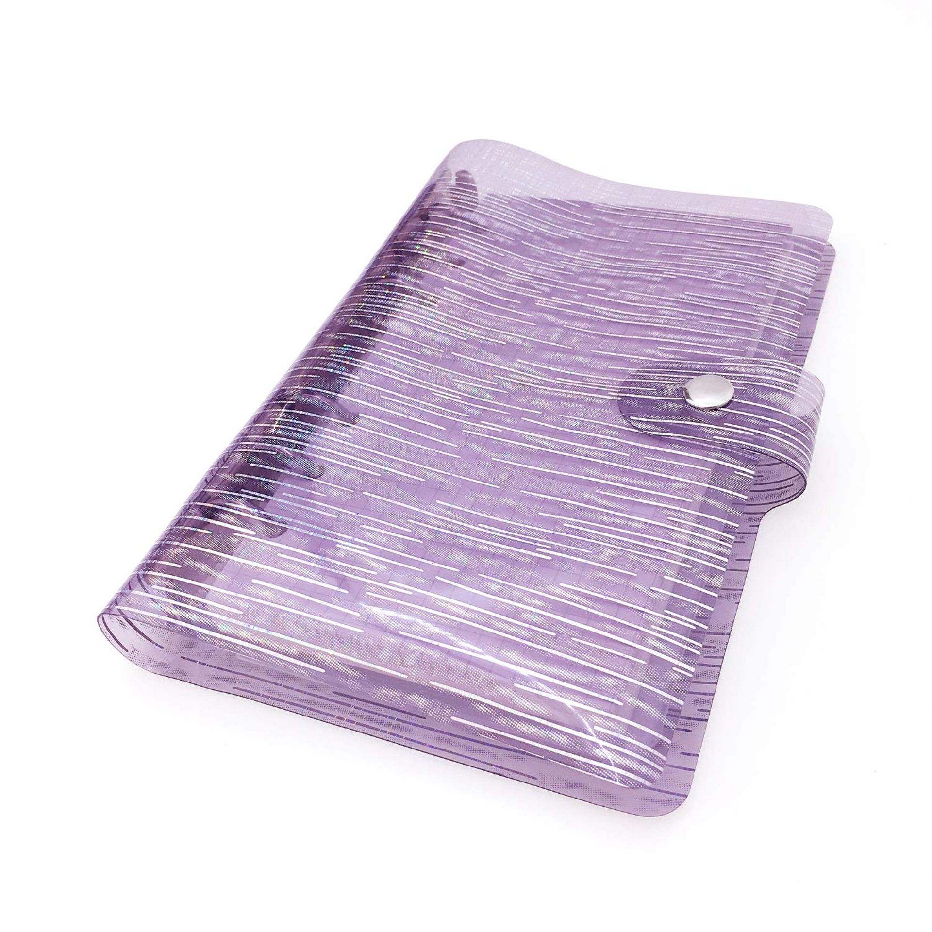 A6 A5 6-Holes Colorful PVC Cover Round Ring View Binder with Snap Button Closure File Folder (Purple Rain, A6 Combo)