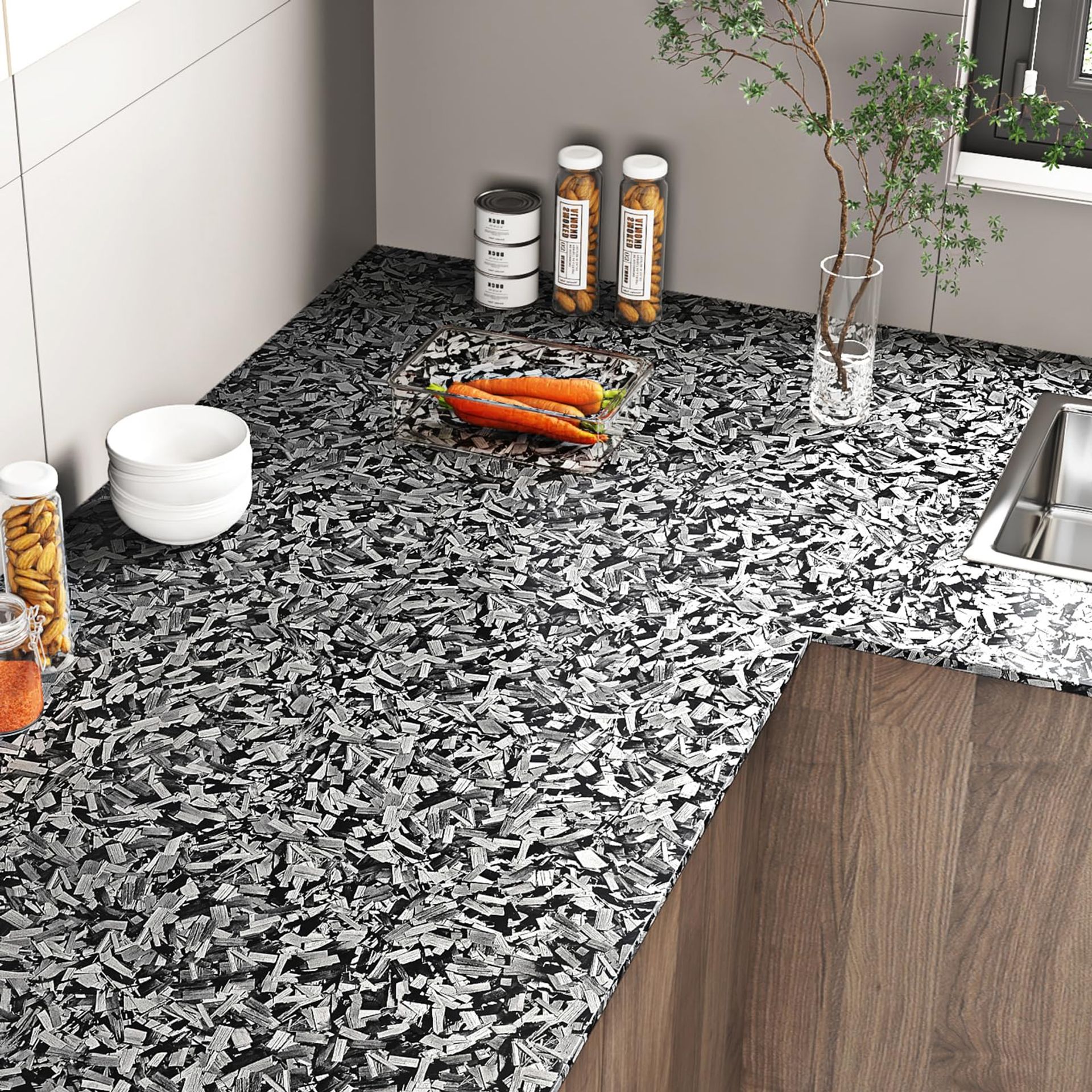 Self Adhesive Vinyl Worktop Cover Dark Grey Wood Effect 40cm x 10m for Kitchens, Furniture, Walls & DIY Projects