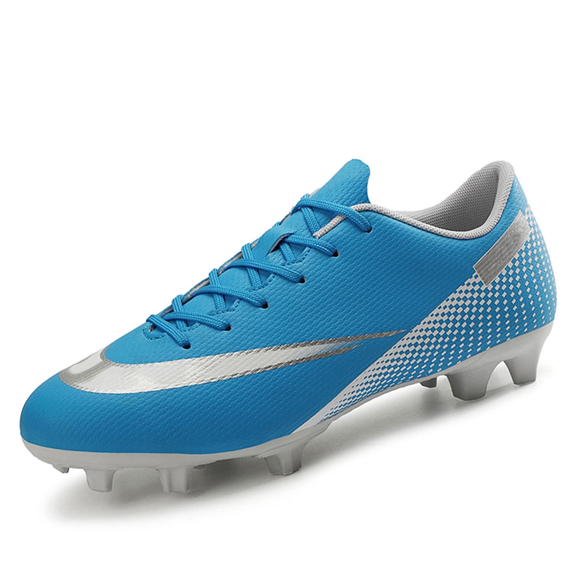 Men's Football Boots Studded Cleats Training Outdoor Sports Shoes - Blue UK 8