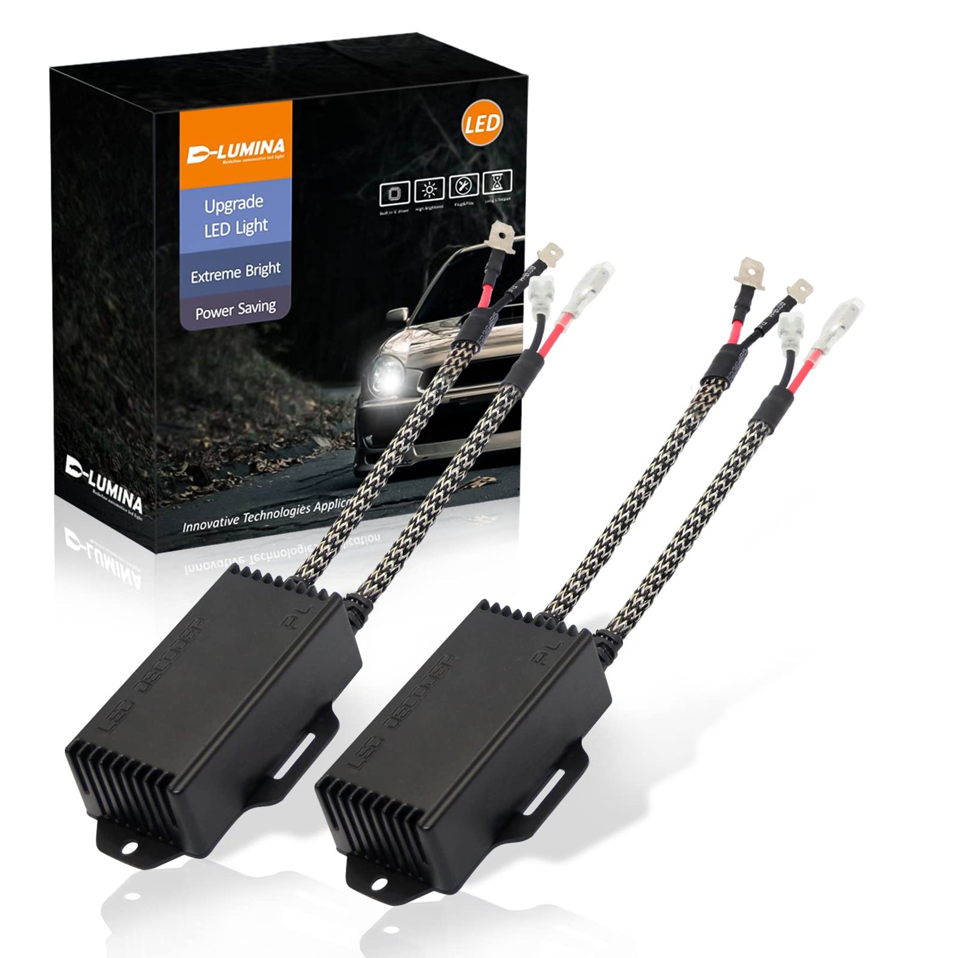 LED Headlight Decoder Anti-Flicker Warning Canceller Resistor Kit for H1/H3 Bulbs - Black H1/H3 LED Load Resistive