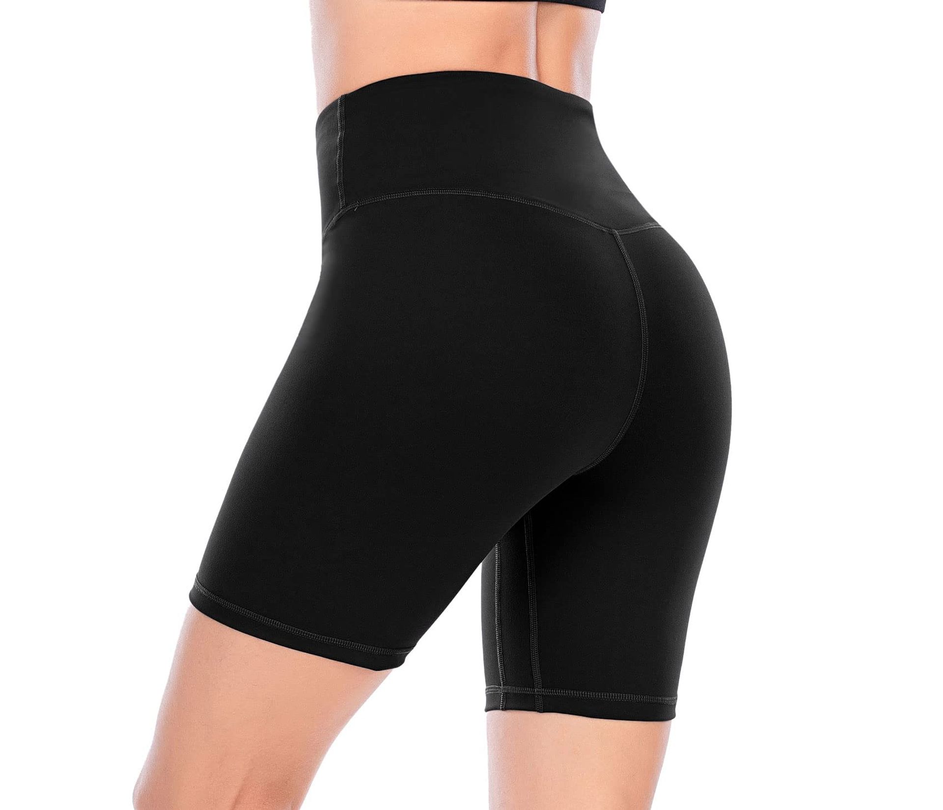 OVRUNS Women's Cycling Shorts High Waist Gym Shorts for Running Workout Sports Yoga with Pockets - Dark Green - XS