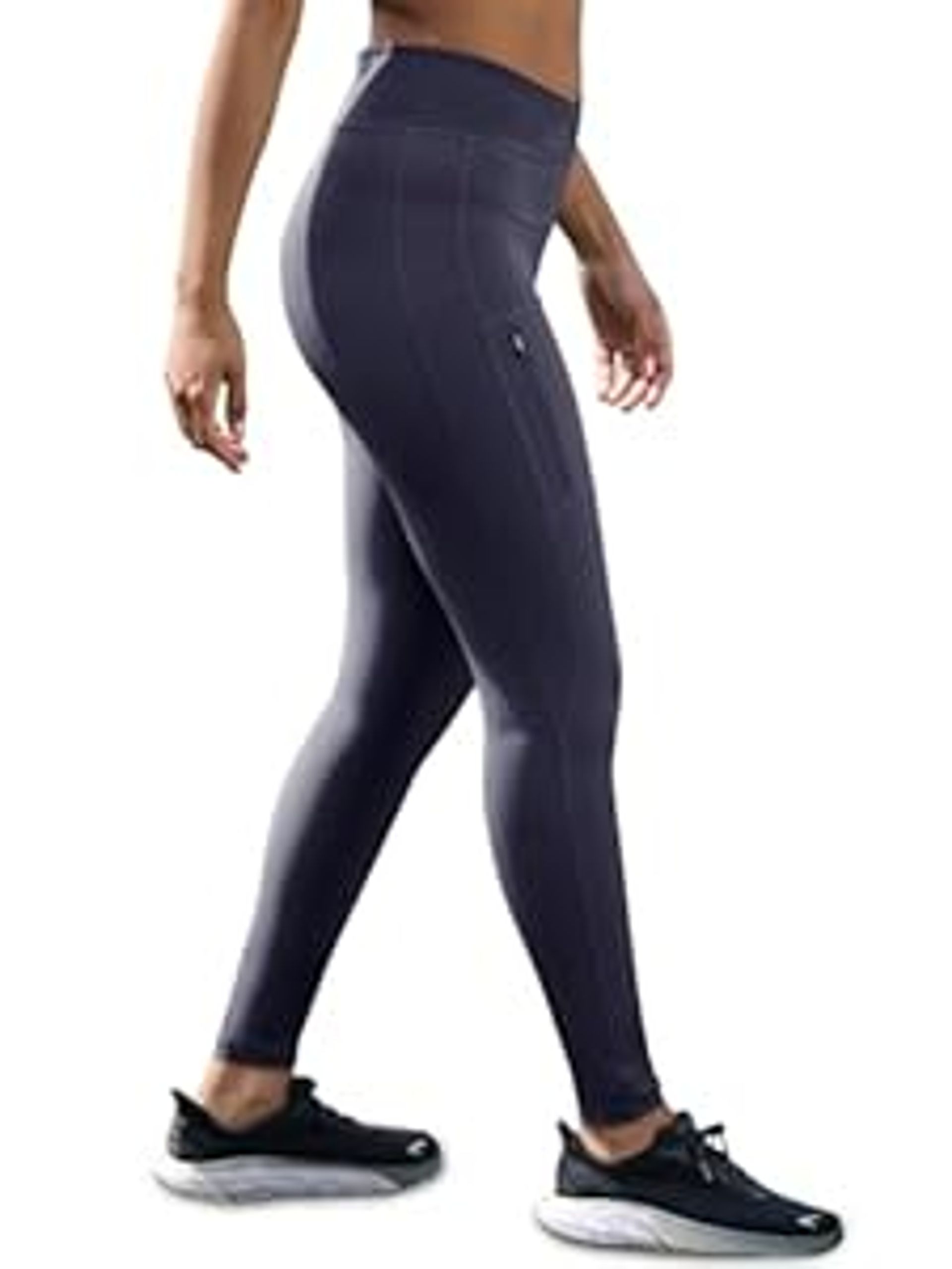 High Waist Gym Leggings for Women with Pockets - Yoga, Running & Workout Compression Tights Blue L