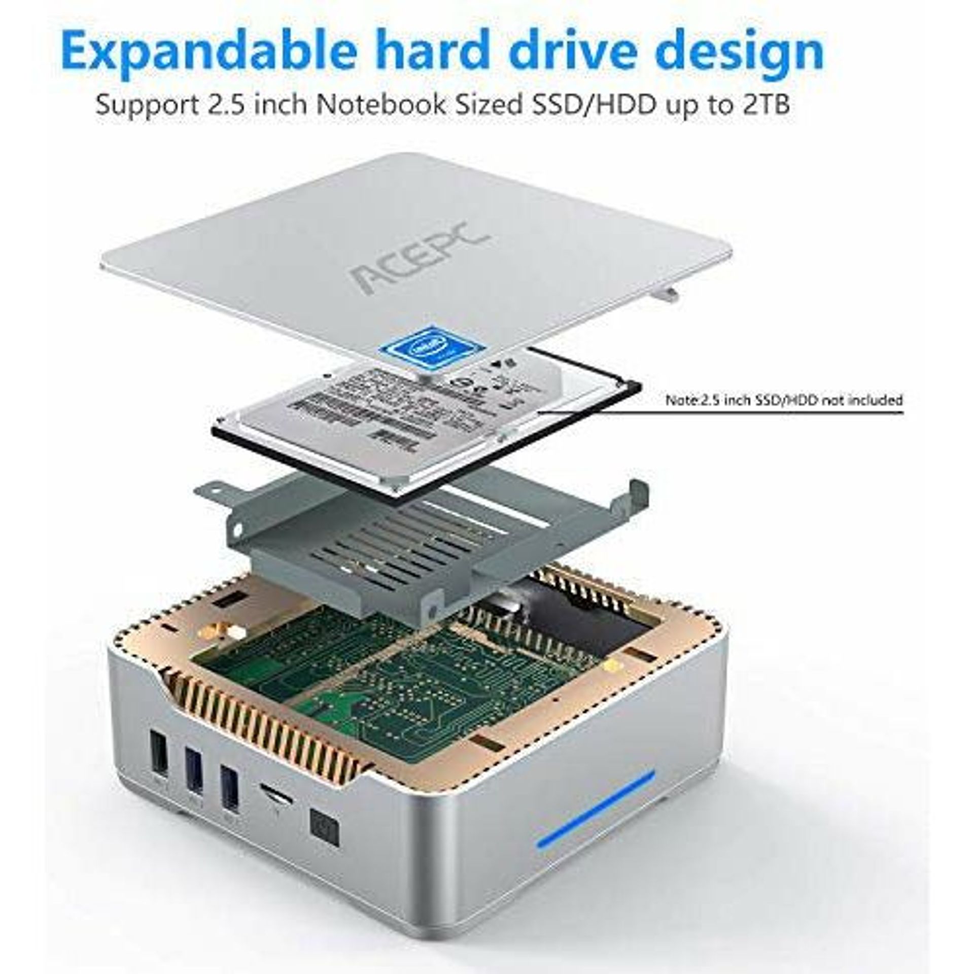 ACEPC Mini PC,8GB DDR4/ 256GB ROM Intel Celeron J4125 Processor