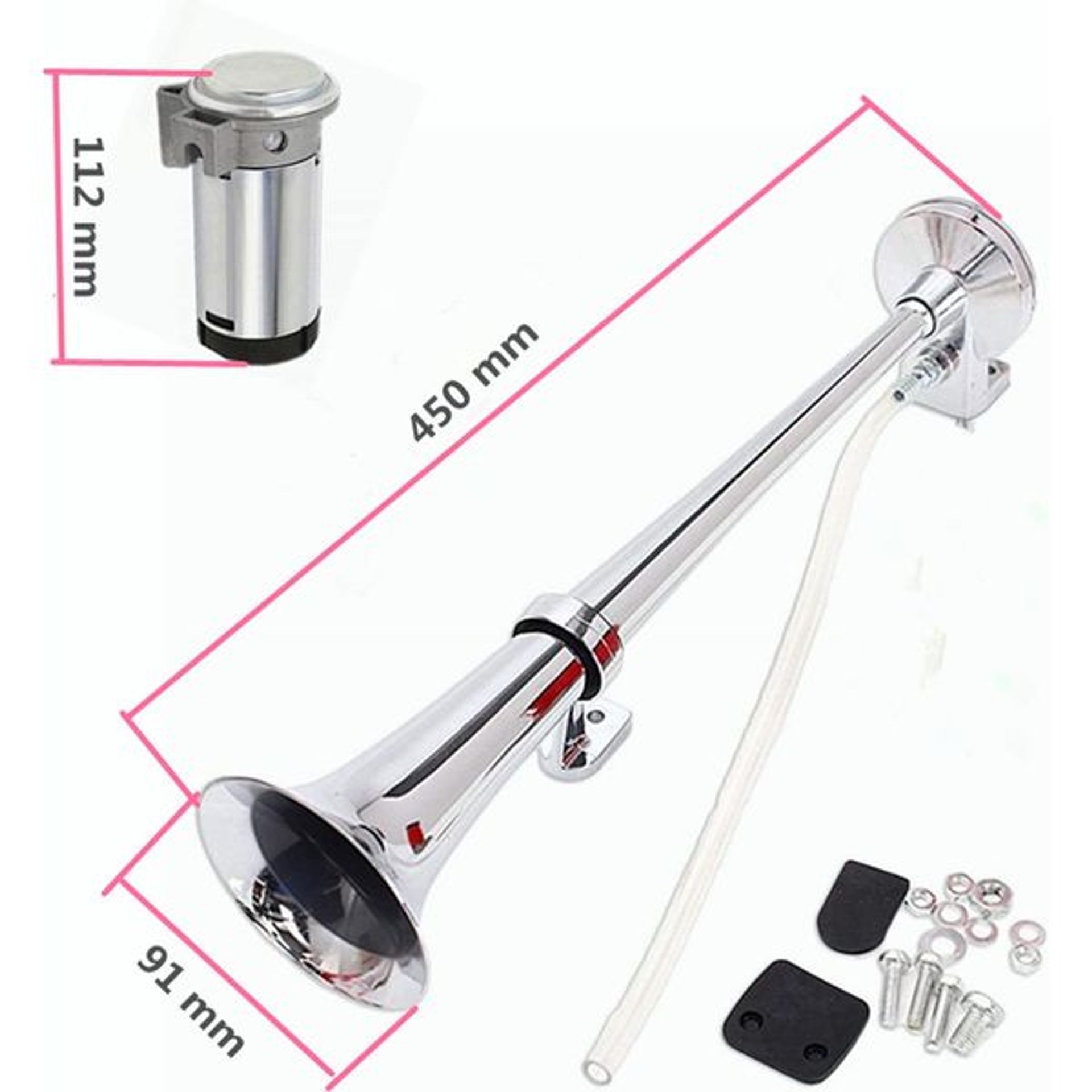 YIYIDA Luchthoorn 24V hoorn 150dB auto hoorn zilver 45 cm luidspreker