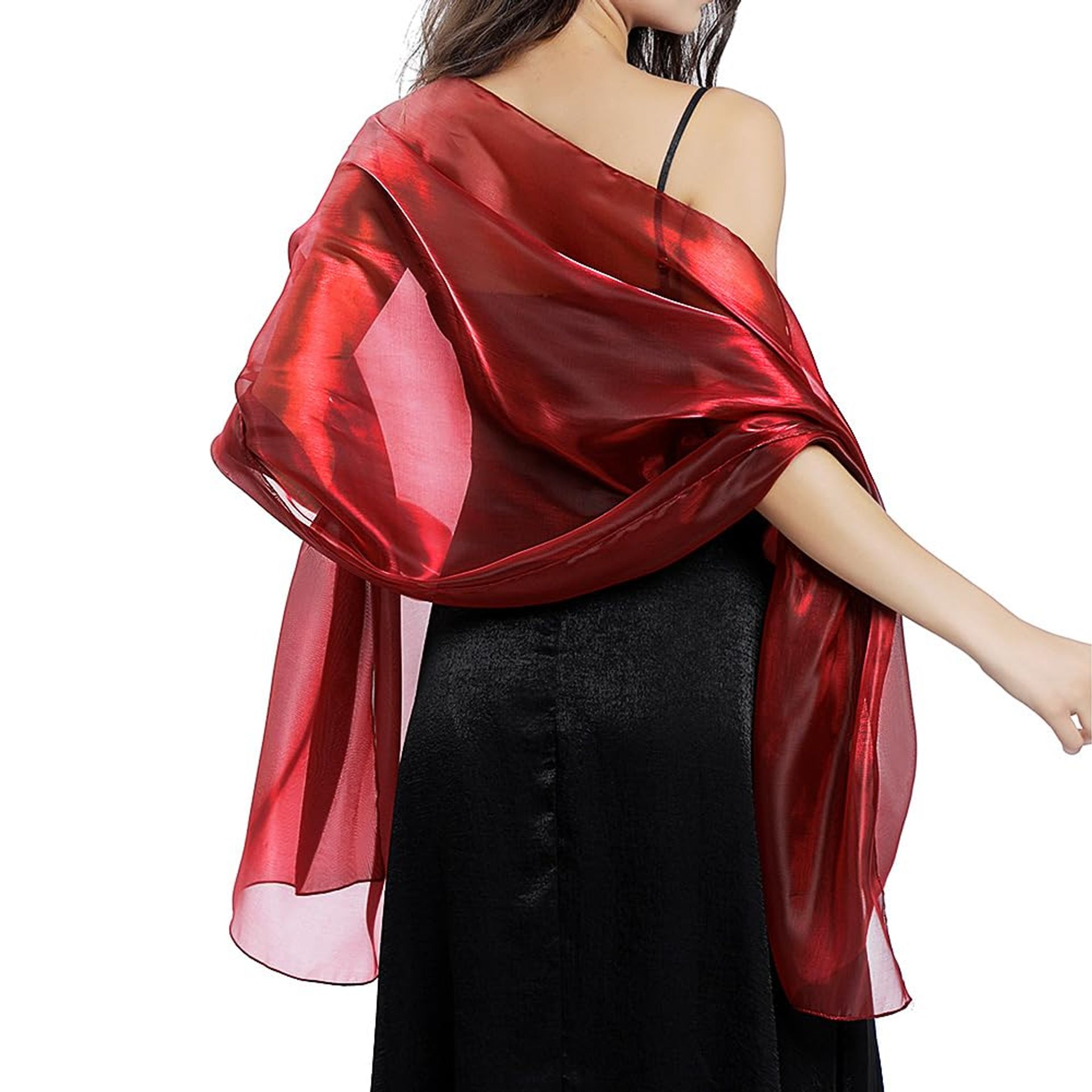 Ladiery Silky Organza Shawls And Wraps For Evening Dresses Women Sheer Sh