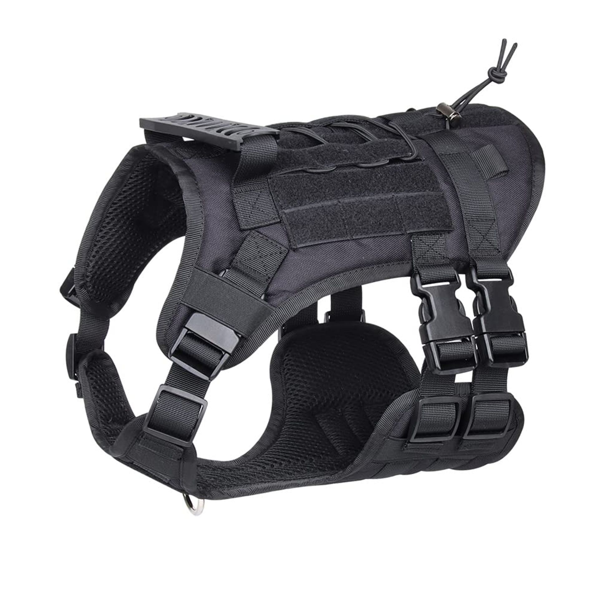 Tactical Dog Harness No Pull Adjustable Military Service Vest with Handle and Molle Panels for Training, Hunting & Walking - Black L