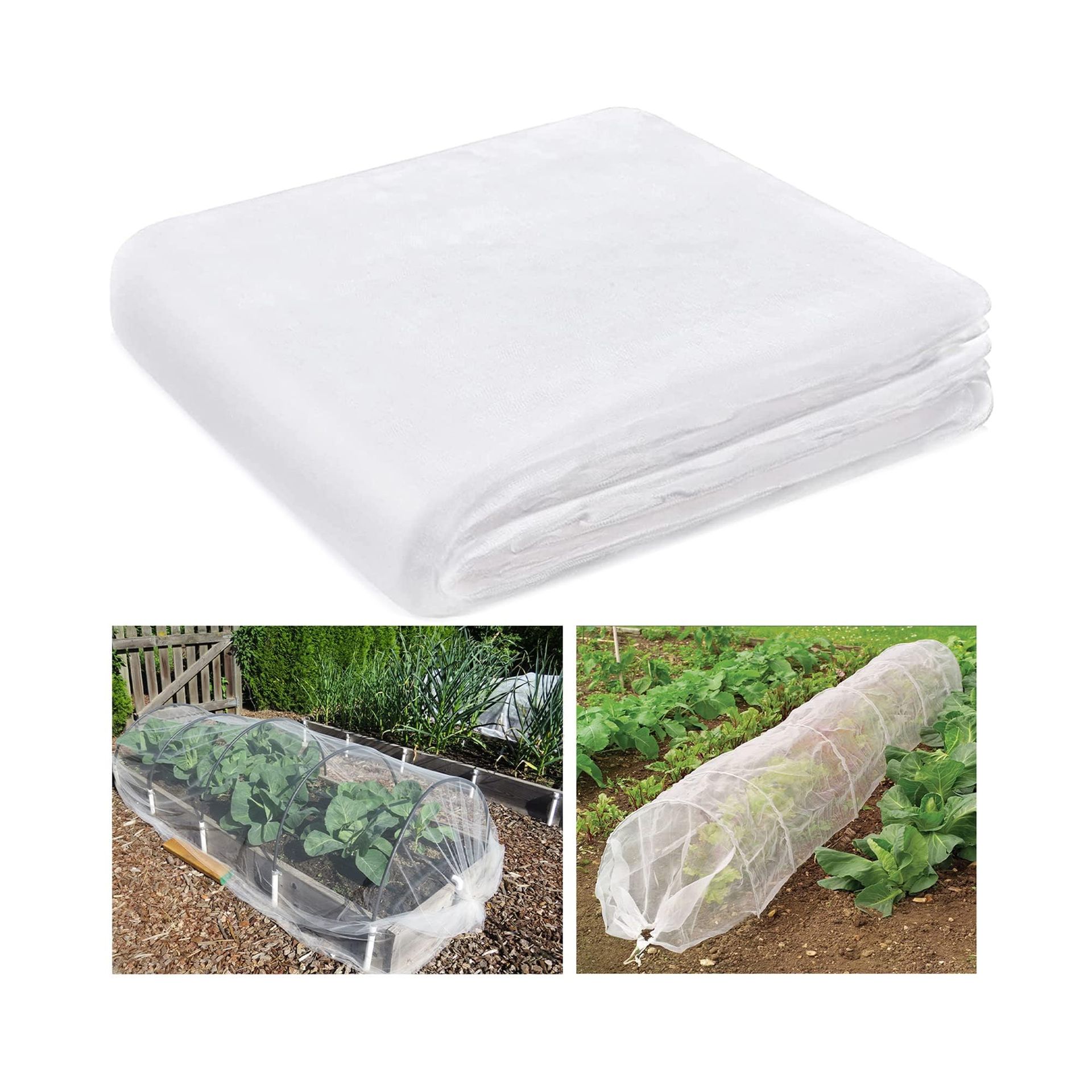 Insect Netting Mesh Garden Barrier Protects Plants Fruits Vegetables from Bugs Birds & Butterflies - White 3×6m