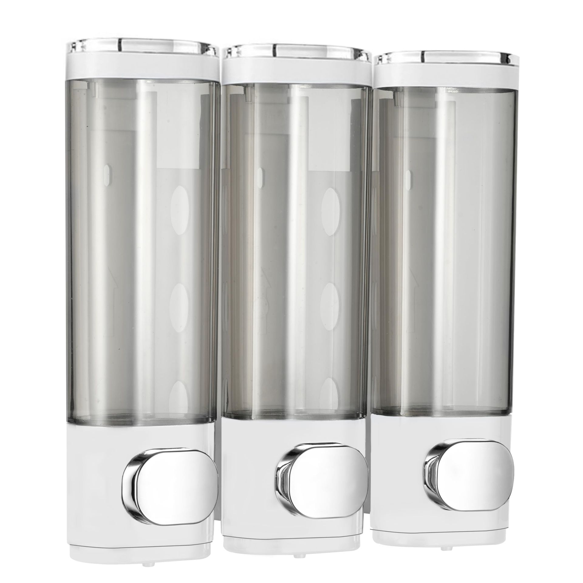 3 Chamber 300mL Wall Mounted Soap & Shampoo Dispenser - White Set of 3 for Bathroom & Kitchen
