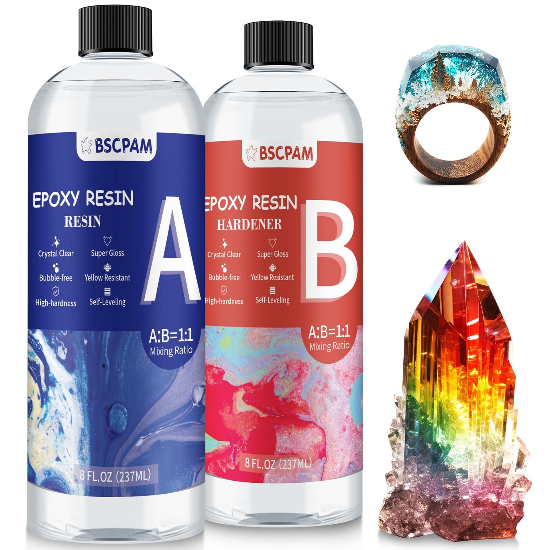 16OZ Crystal Clear Epoxy Resin Kit - Easy Mix 1:1 for Crafts, Jewelry, Resin Mold - No Yellowing, Bubble Free