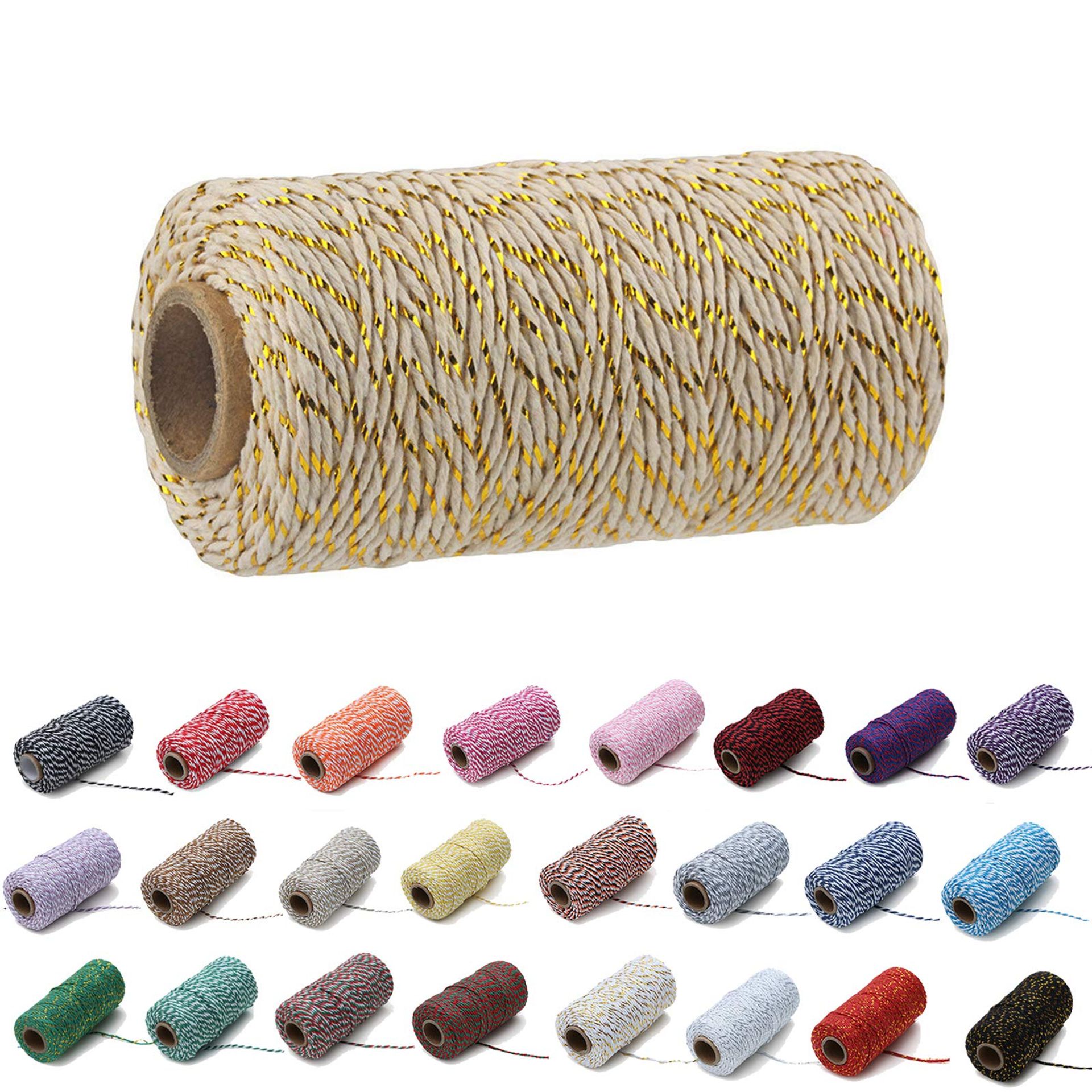 100 Yards Coloured Cotton Rope Craft Cord For Knitting & Gift Wrapping
