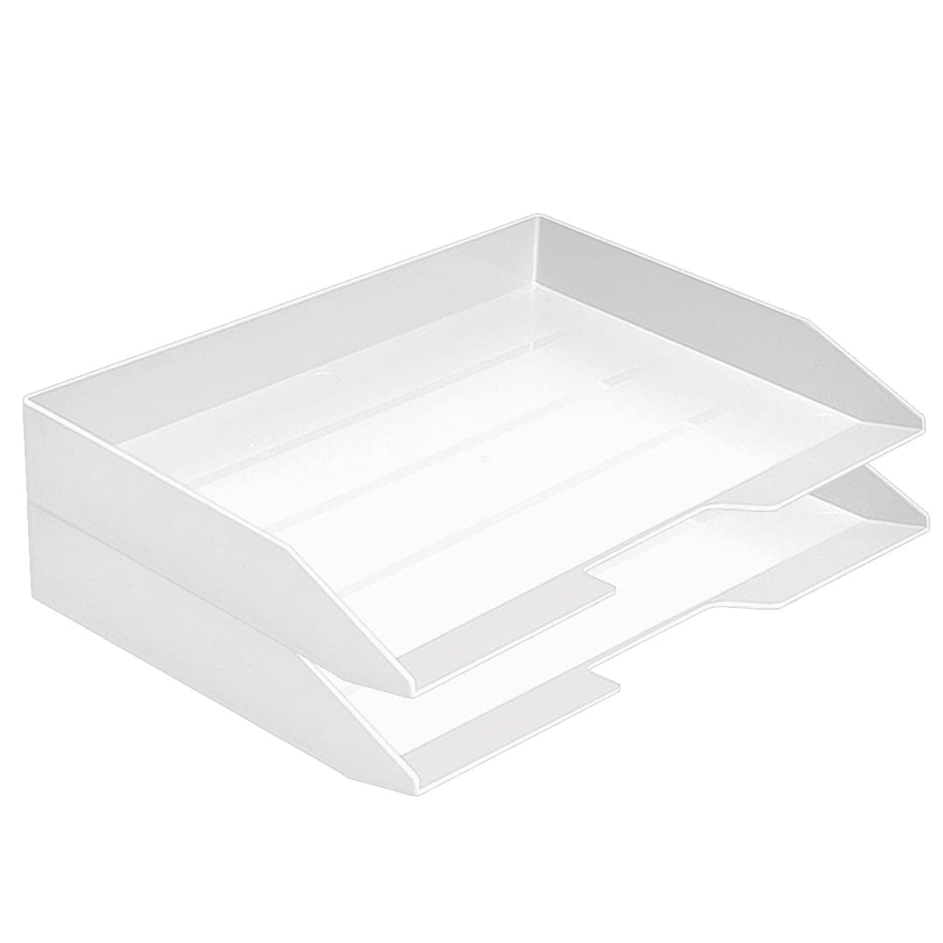 Stackable 2-Tier Letter Tray, White Plastic Desktop File Organizer - Limited Stock