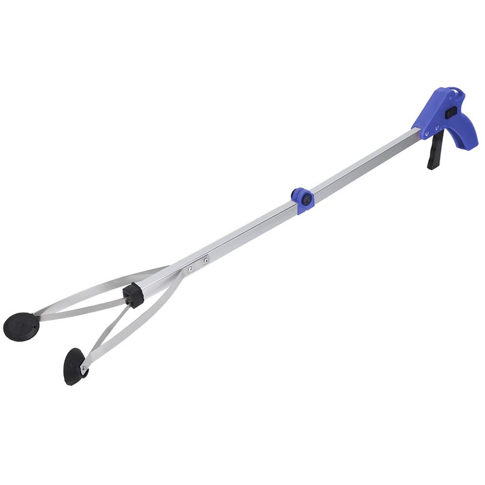 Trash Grabber Tool Folding Aluminium Litter Picker with Locking Grip for Garden, Home and Outdoor Use - Blue Handle 80cm