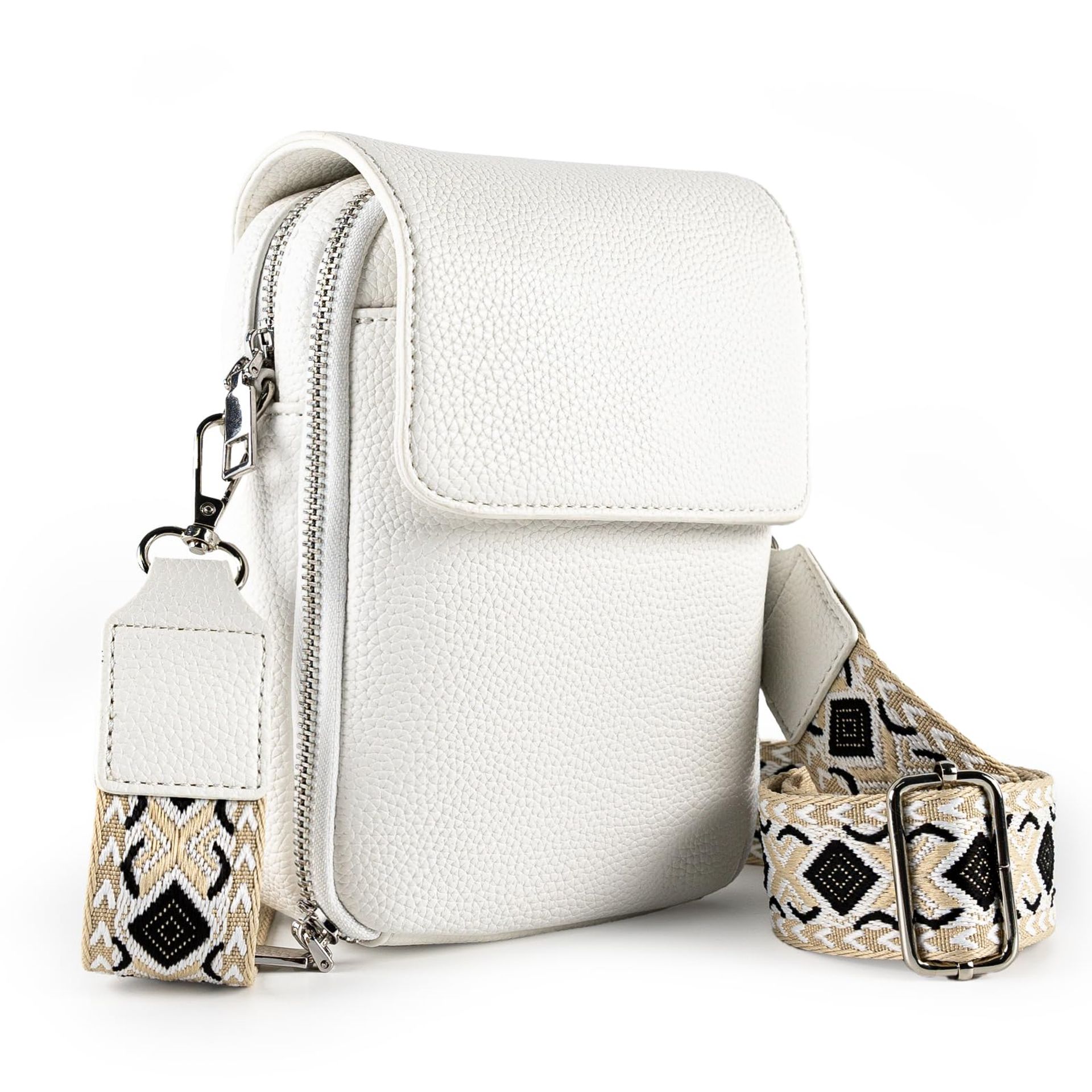 letech+ Crossbody Bags Mobile Phone for Women,PU Leather Women's Cross body Bags Handbag Small Phone Shoulder Bag with Adjustable Wide Strap,Versatile for Women with Multiple Pockets for girl white