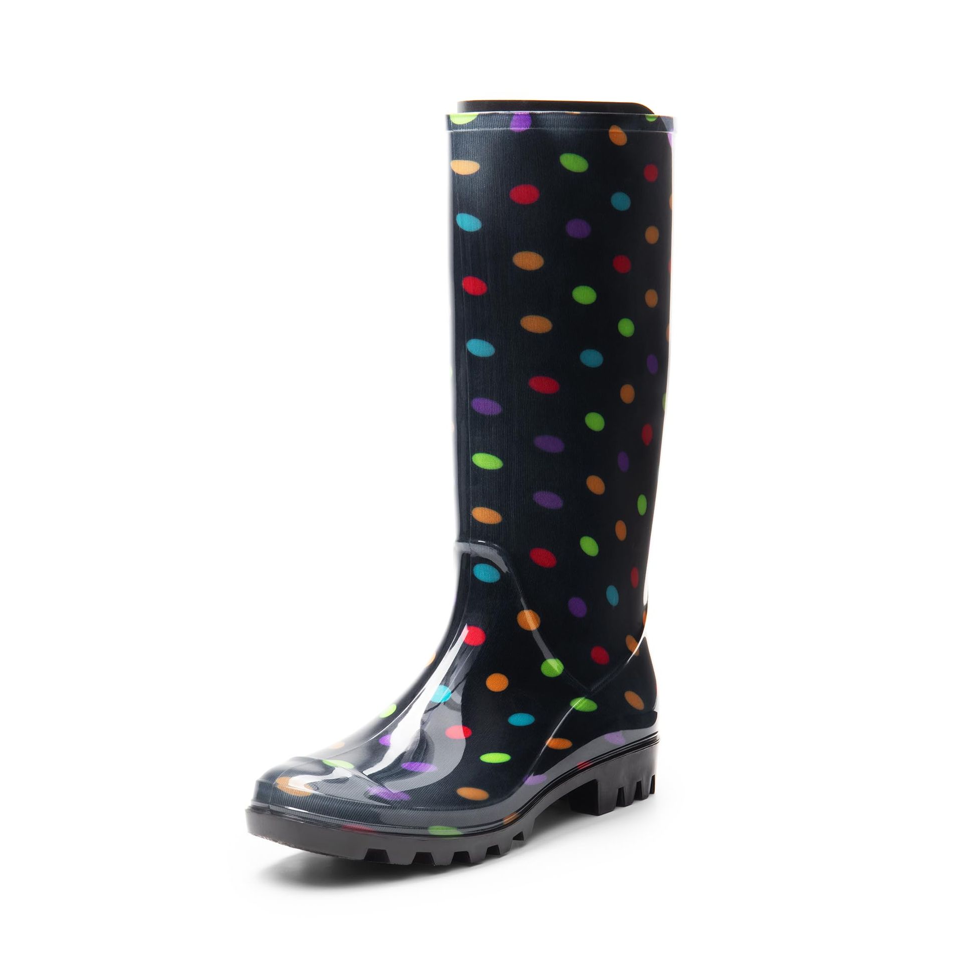 Women's Waterproof Wellington Boots Knee High Non-Slip Outdoor Garden Work Wear - Size 3.5 Multispot