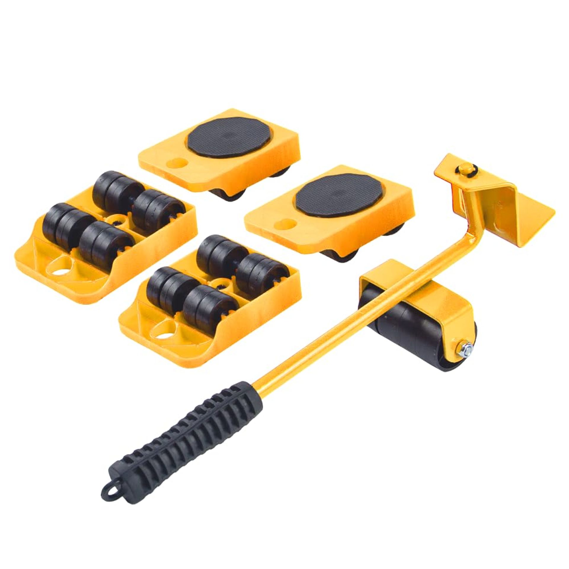Furniture Lifter & Sliders Set for Hardwood Floors – Heavy Duty Moving Dolly Kit with Jack and Pads, Supports 150kg, Non-Scratch Design - Yellow