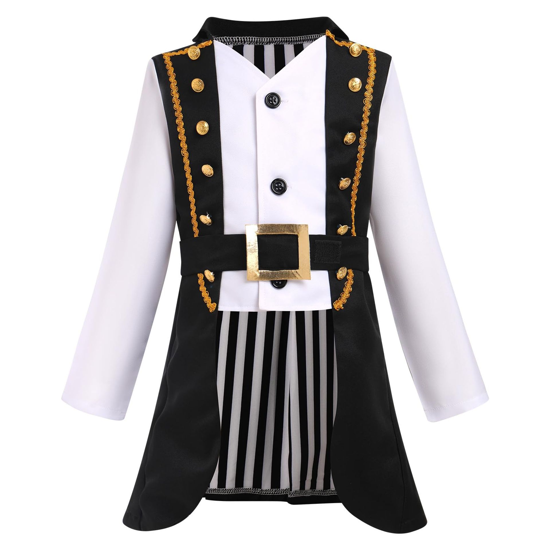 Boys Pirate Captain Fancy Dress Costume Jacket for Halloween, Christmas & Parties - Black 7-8 Years
