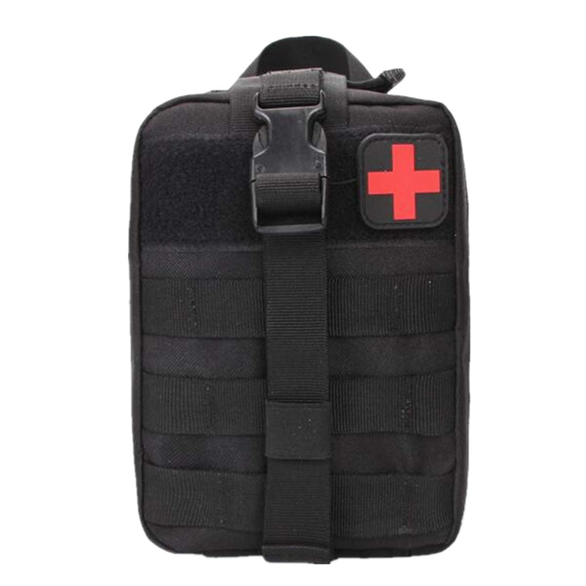Tactical MOLLE Compatible Medical First Aid IFAK Utility Pouch for Outdoor Hiking & Camping - Black 15x21x11cm