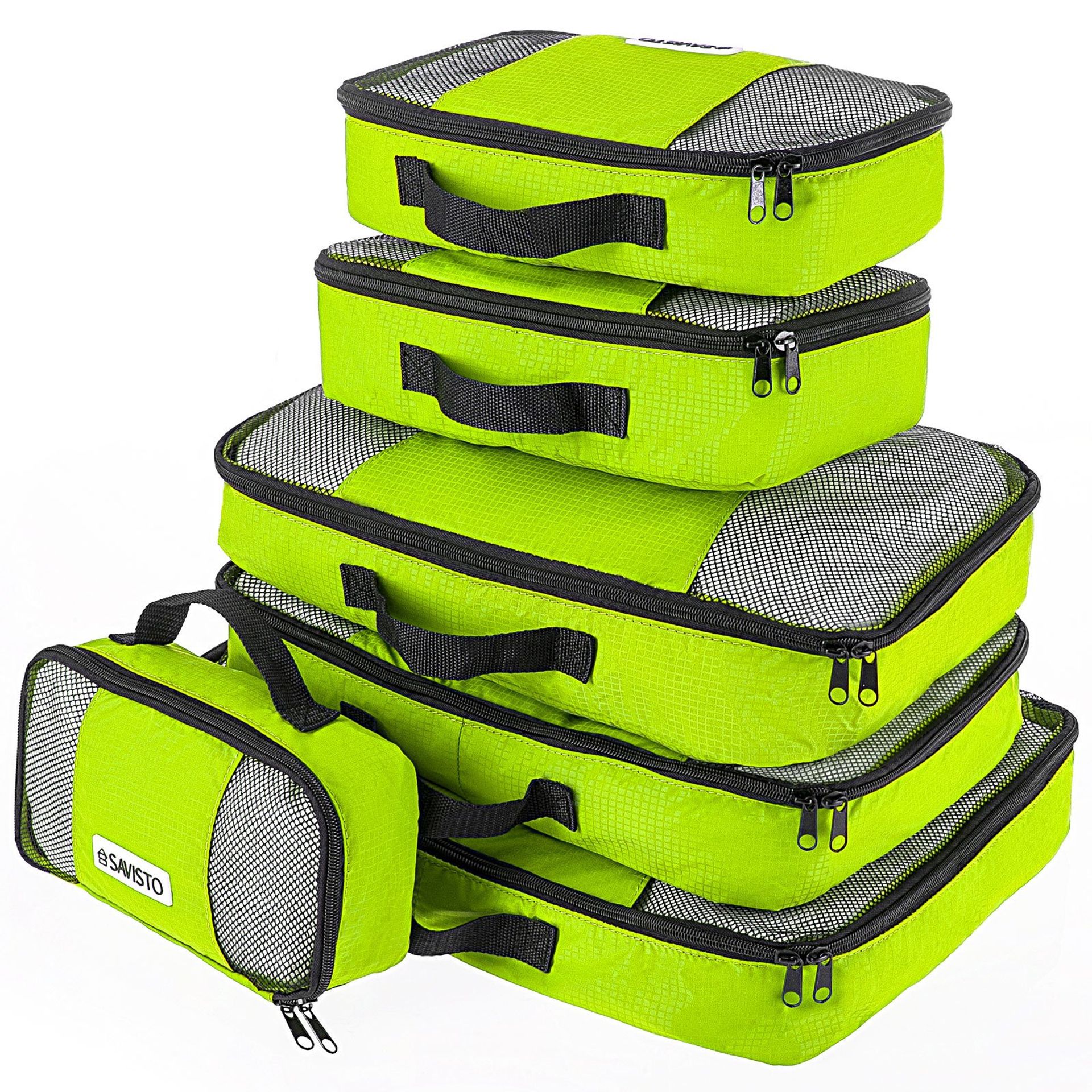 Packing Cubes 6 Piece Set for Suitcases – Lightweight Travel Organisers in Multiple Sizes – Green