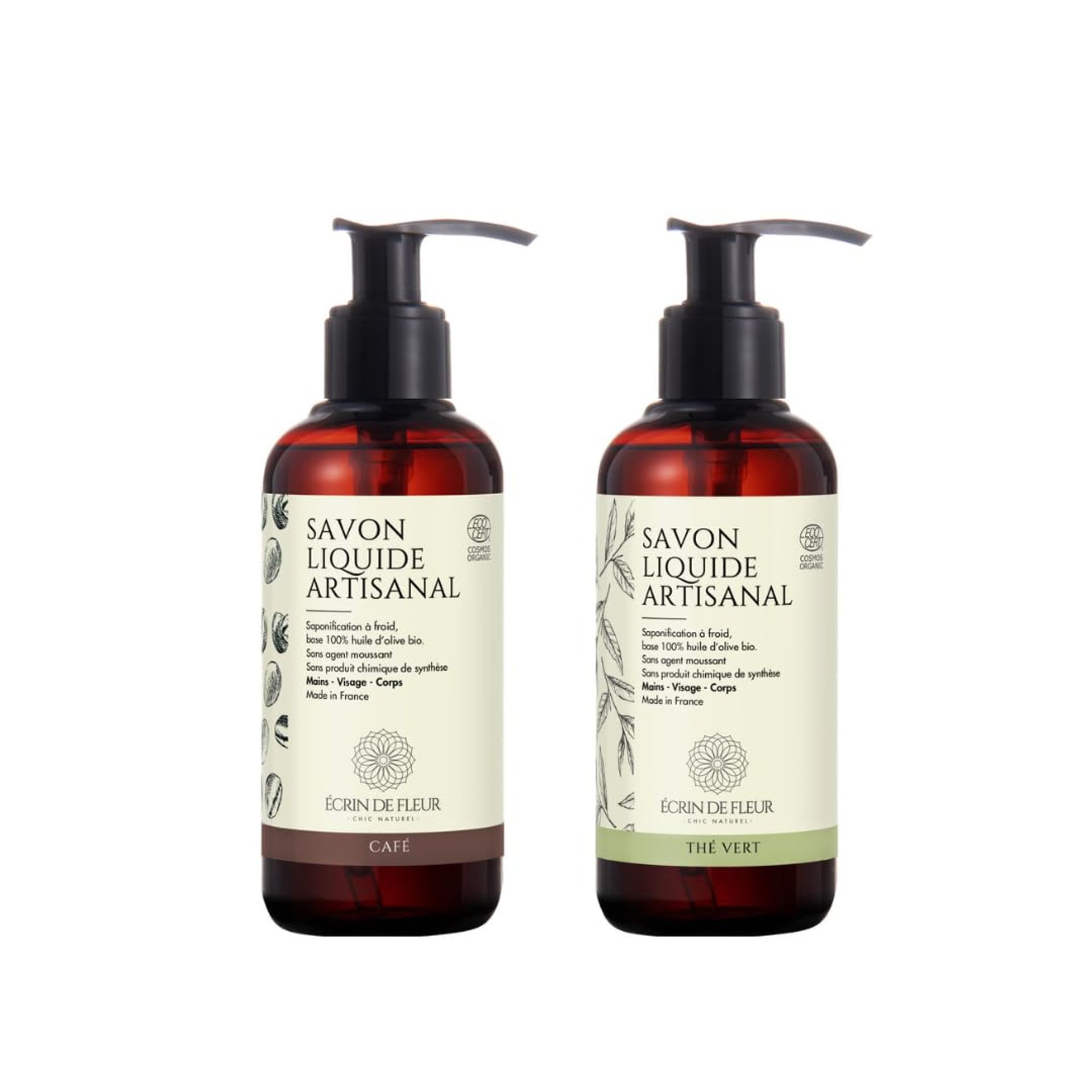 Écrin De Fleur - Organic Liquid Soap 2-pack (Coffee 1x250ml, Tea Tree 1x250ml)