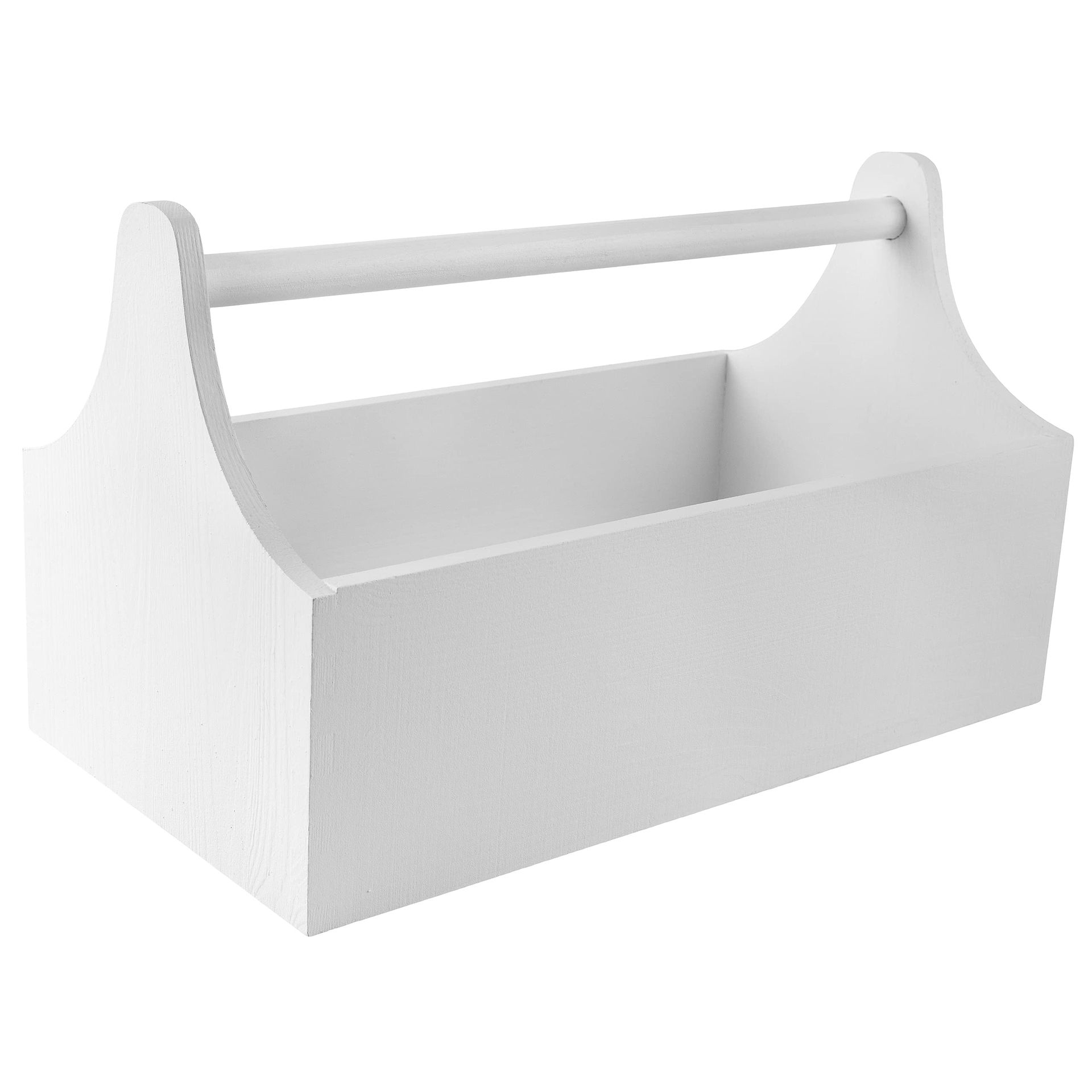 White Wooden Toolbox Storage Box with Handle for Tools, Crafts & Gifts - 34x18x20.5cm