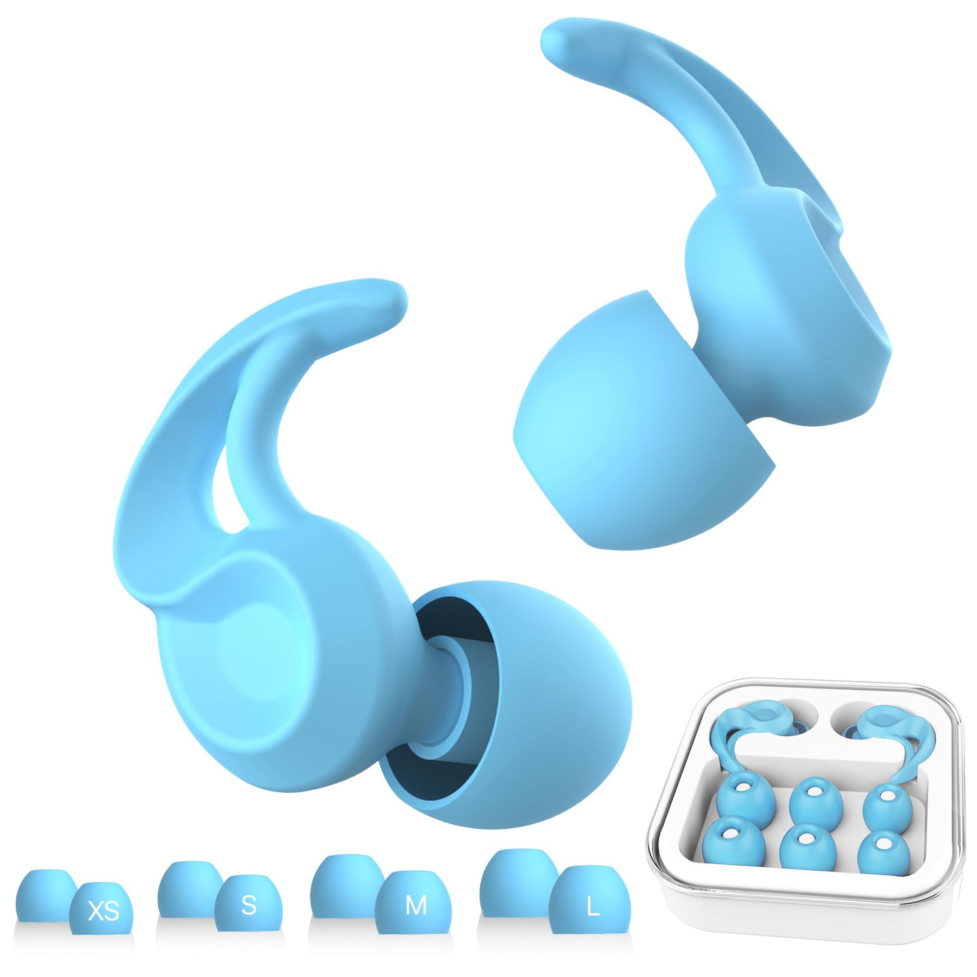 Reusable Silicone Ear Plugs for Sleeping, Concerts & Noise Sensitivity - 4 Sizes