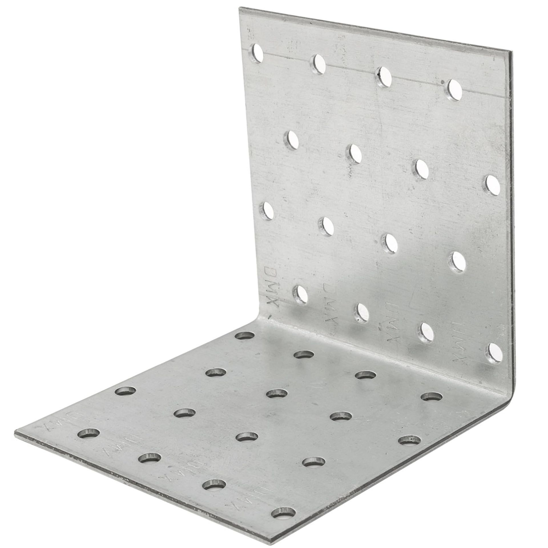 Heavy Duty Galvanised Steel Angle Brackets for Wood & Metal Projects Pack of 20 - Silver 60x60x40x2mm