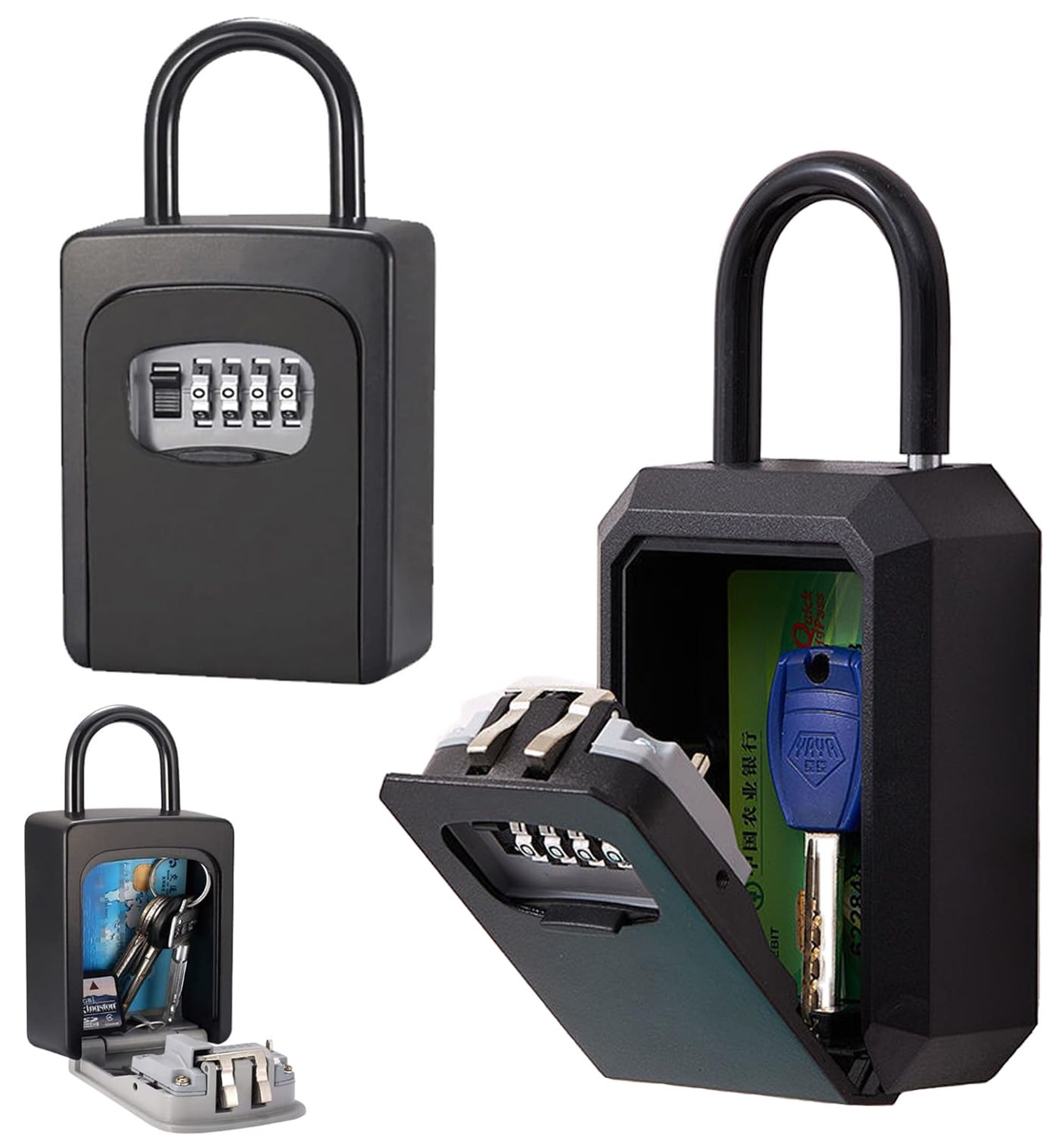 Secure Wall-Mounted Key Safe with Combination Code, Weatherproof Lock Box for Indoor & Outdoor Use