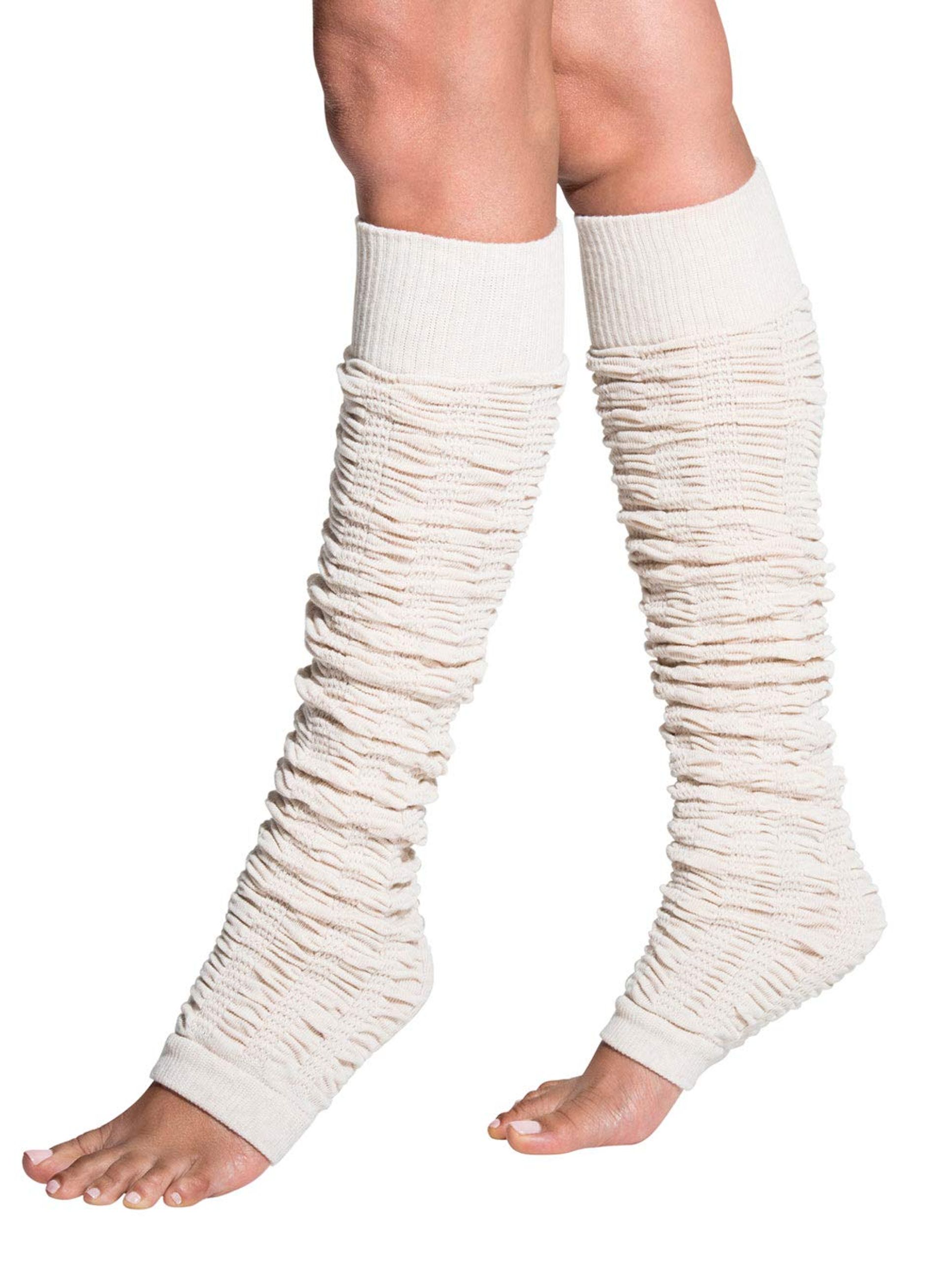 Women's Leg Warmers Soft Knit Ruched Design with Ribbed Cuffs, Warm and Stretchy Fit - Thar One Size