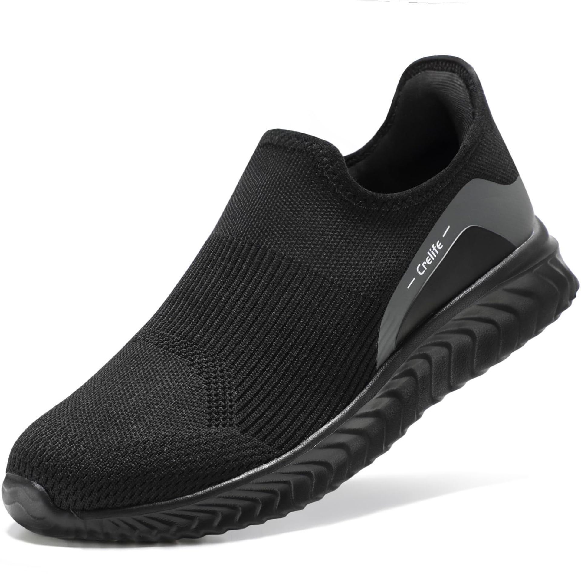 Slip-On Trainers for Women with Memory Foam | Comfortable Walking & Work Shoes - All Black UK 8