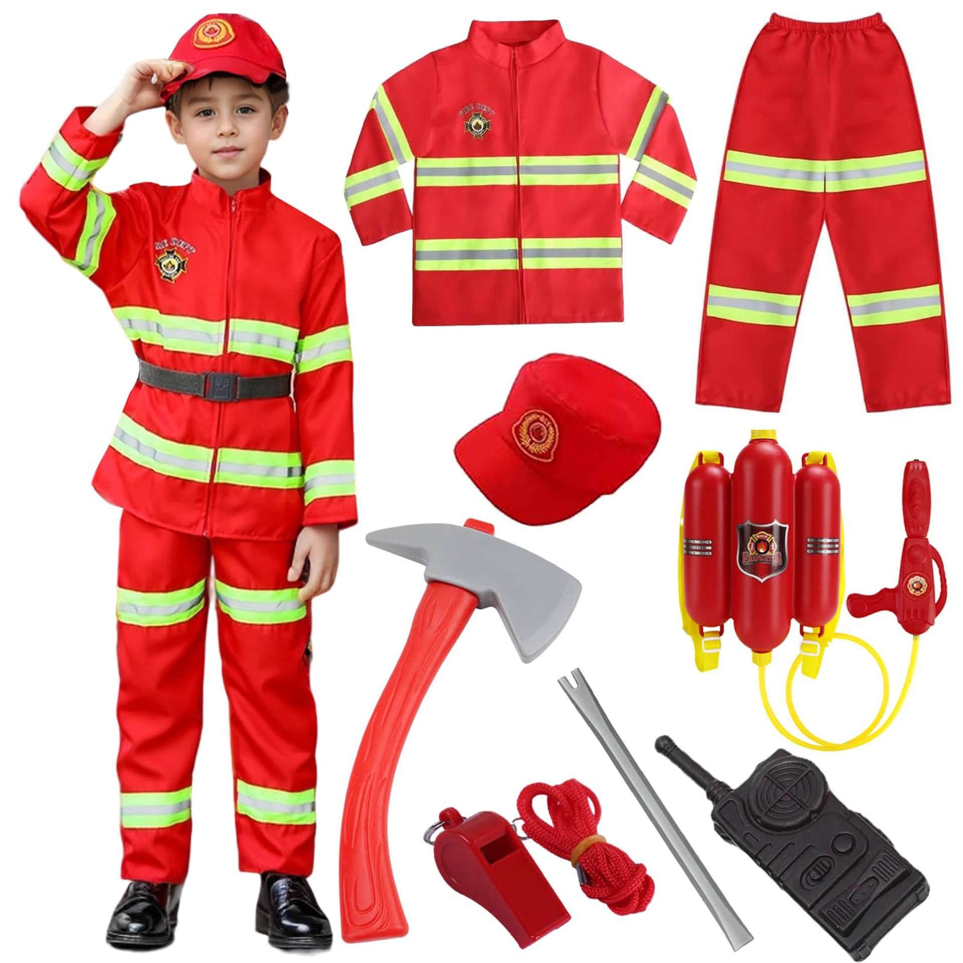 Kids Fireman Costume - Role Play & Cosplay Outfit for Parties (Size 140)