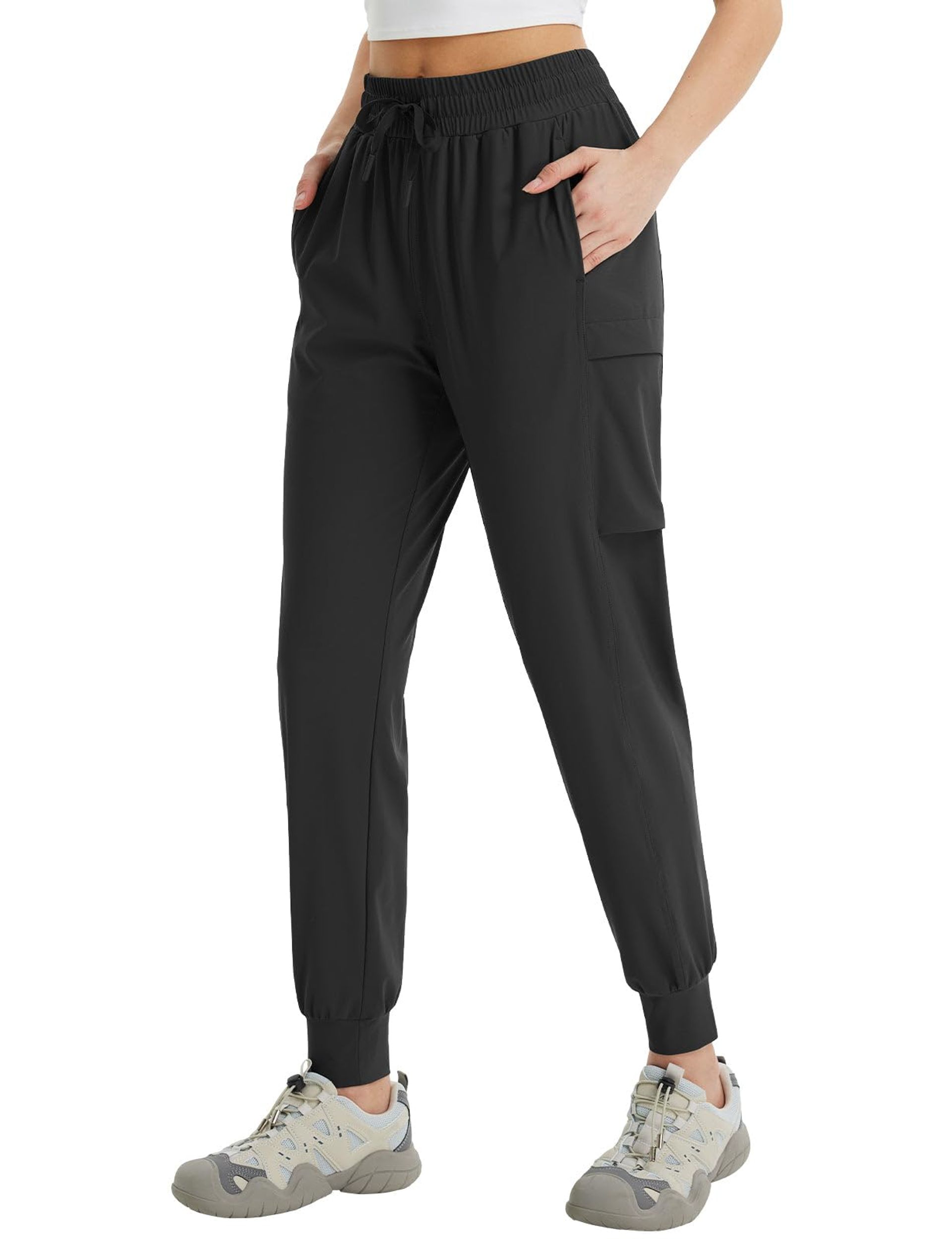 Women's Cargo Trousers Quick Dry Lightweight Summer Walking Travel Pants UPF50+ - Black S