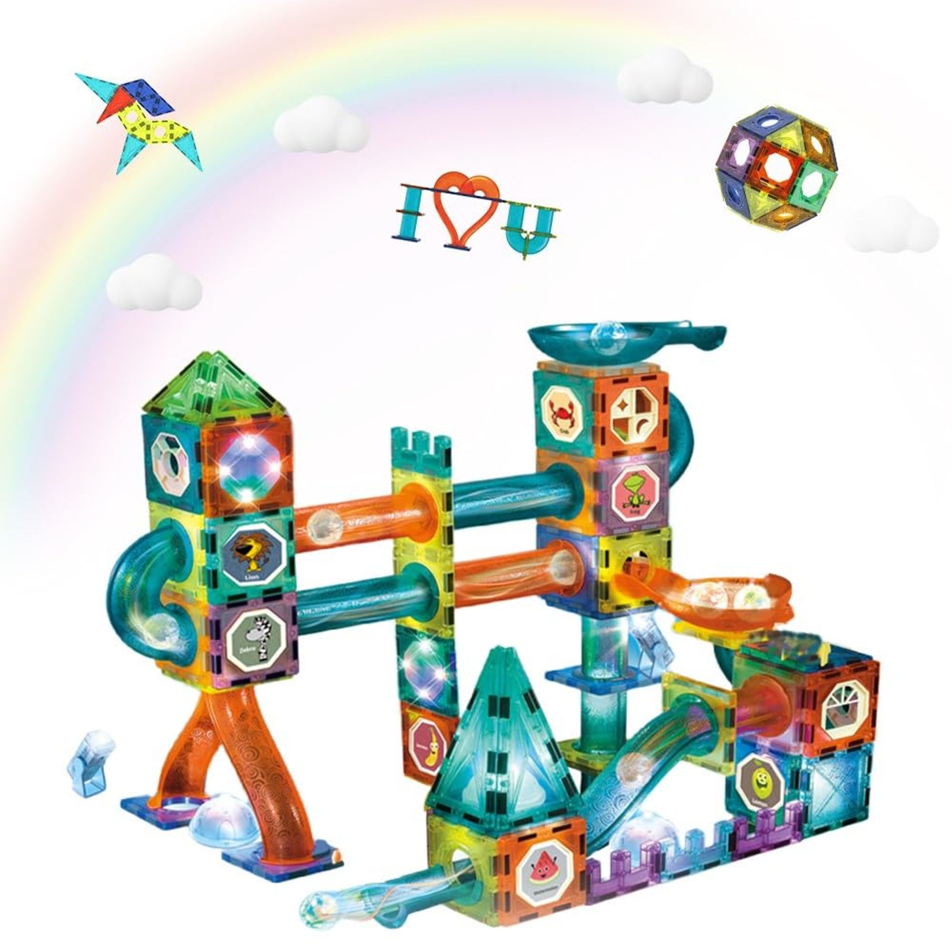 Magnetic Building Blocks 3D STEM Construction Set 75 Piece Educational Toy for Kids Age 3+ - Colourful 75PCS