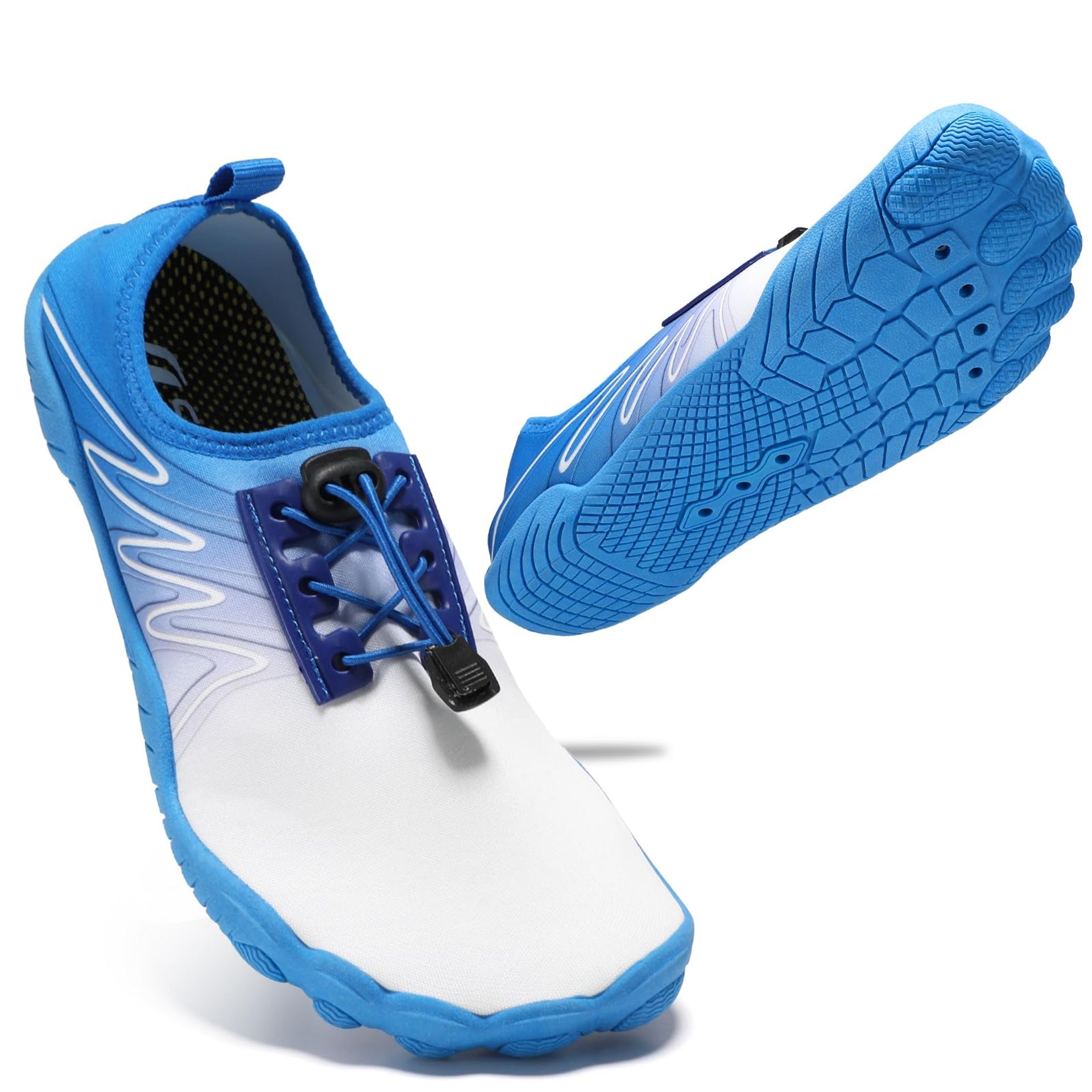 STQ Water Shoes Mens Barefoot Beach Swimming Non-Slip Taril Hiking Outdoor Water Shoes Royal Blue White 6 UK