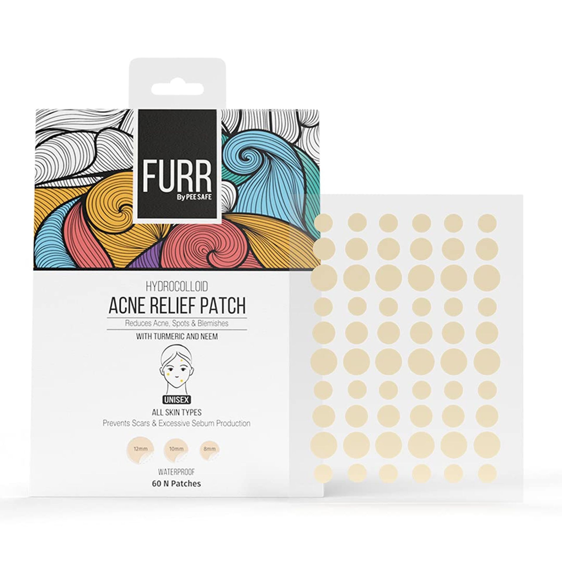 Hydrocolloid Acne Relief Patches - Reduces Spots & Blemishes | 60 Patches, Peach