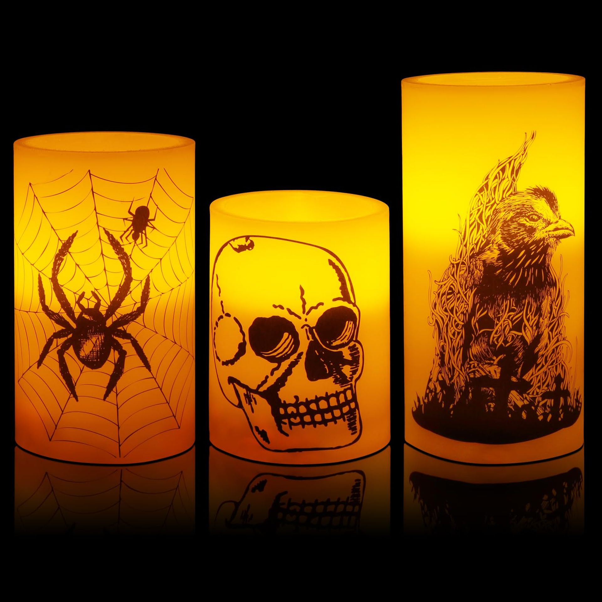 Hysagtek 3 PCS LED Fake Pillar Real Wax Candles - Battery Operated, Indoor & Outdoor Halloween Decor