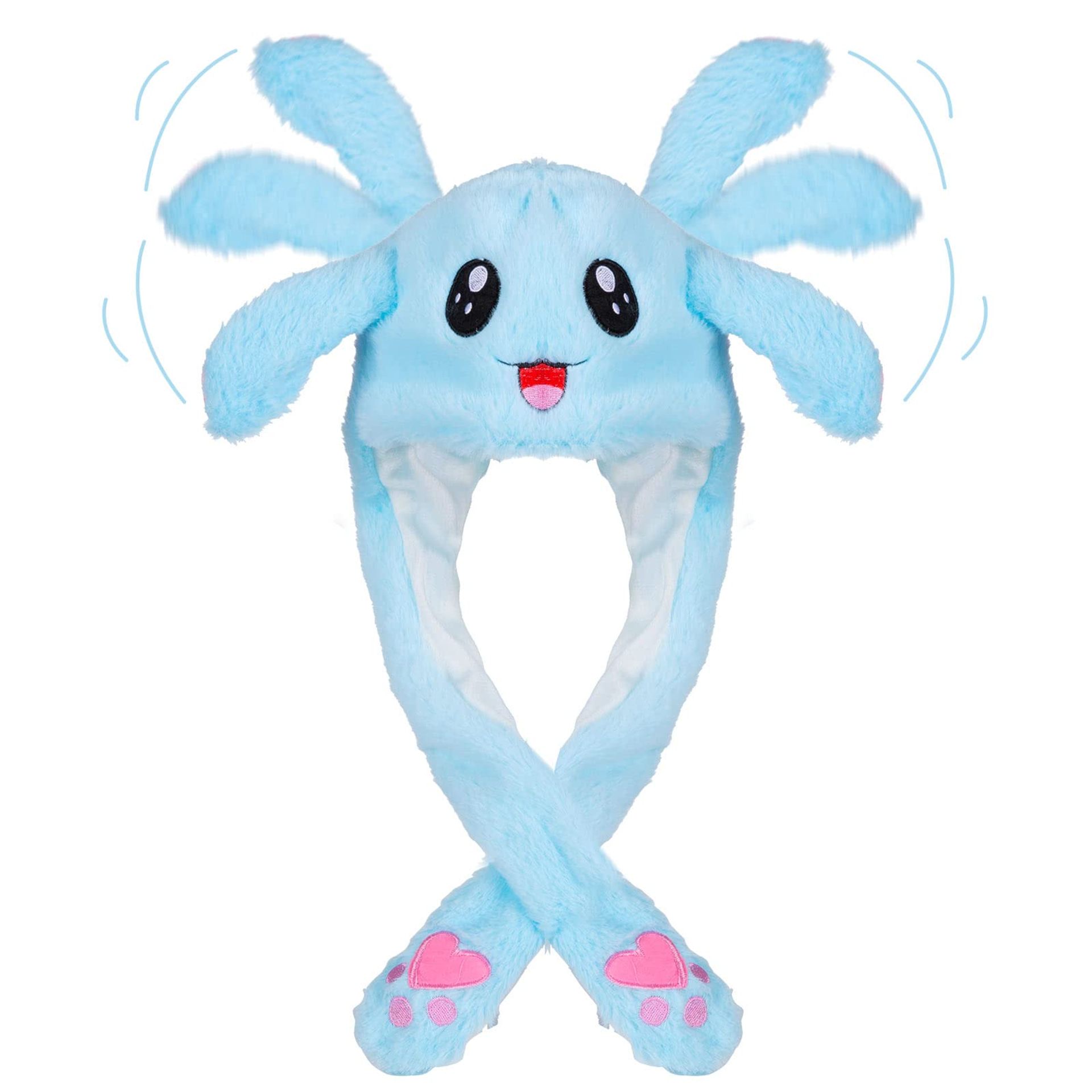 Blue Plush Bunny Hat with Moving Ears - Fun Easter Gift for Women, Girls & Teens
