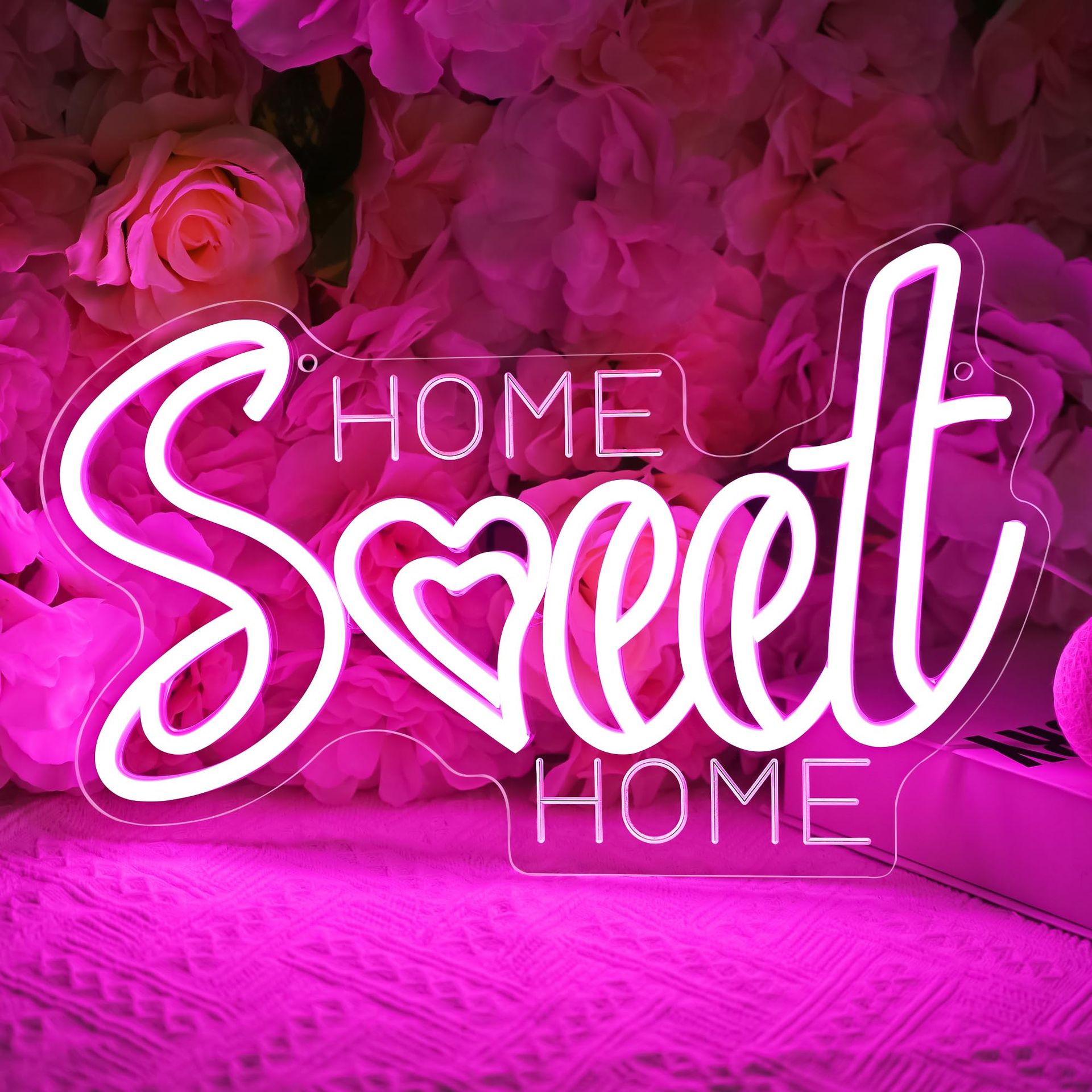 3D Engraved Sweet Home Neon Sign LED Wall Light Decorative Artwork for Bedroom, Living Room or Gift - Pink 11.1x13.7 IN - Valentines