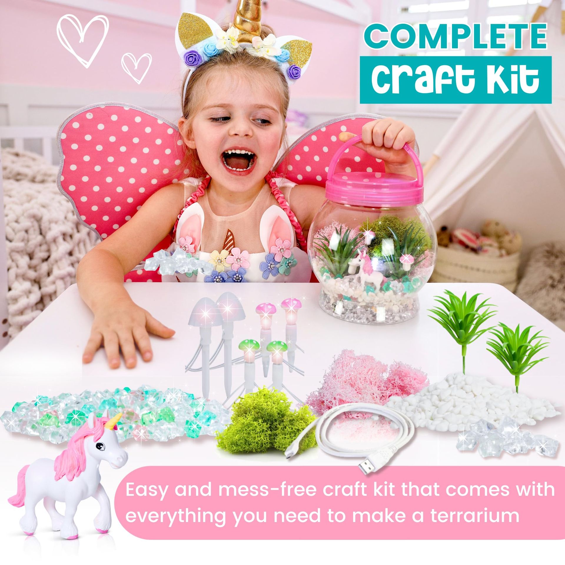 Kit Terrarium Sirène – Veilleuse Licorne Avec Télécommande LED 13 Couleurs – DIY Pour Filles 5-10 Ans – Cadeau Anniversaire