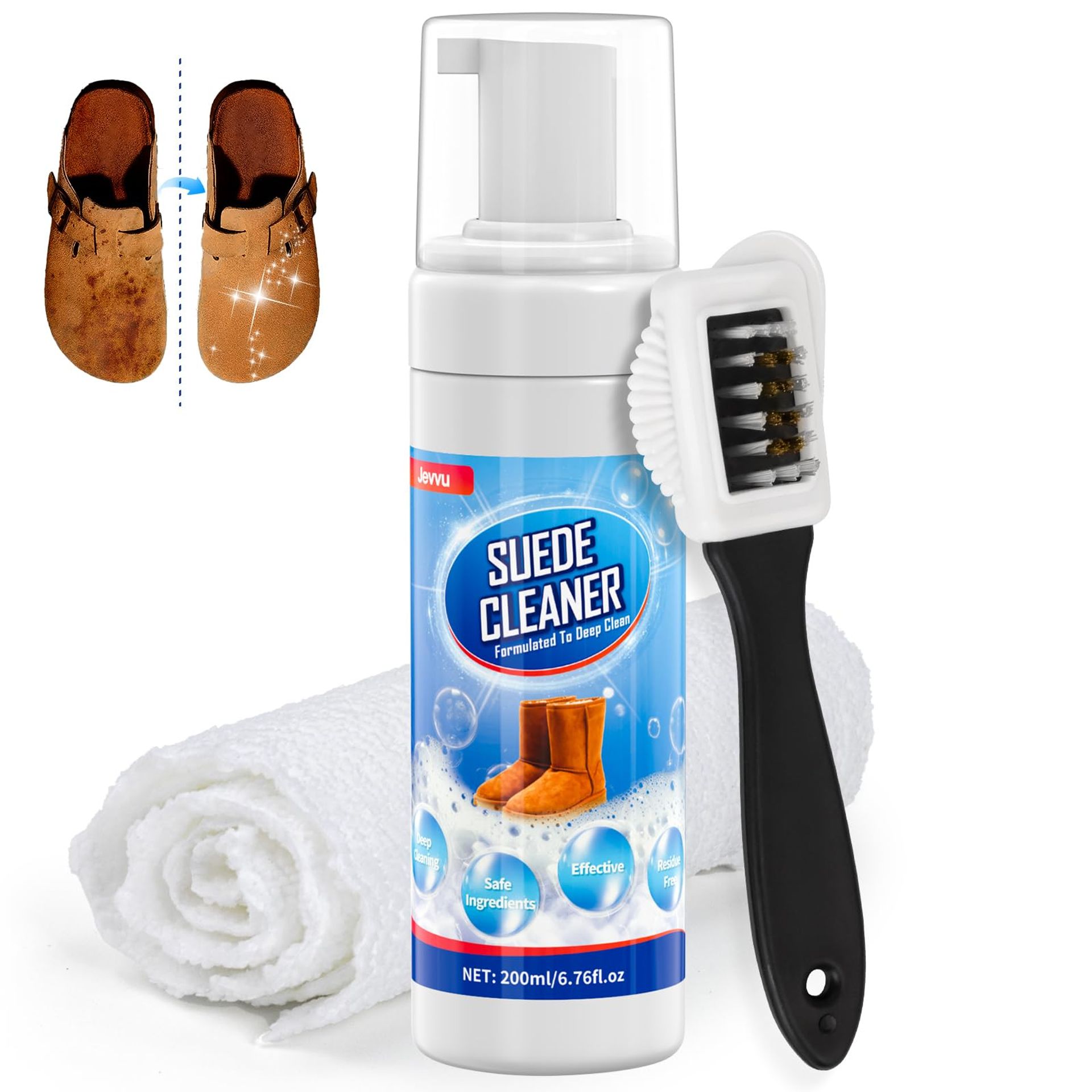 Suede & Nubuck Shoe Cleaning Kit with Brush - Removes Dirt & Stains, Gentle for Canvas & Leather