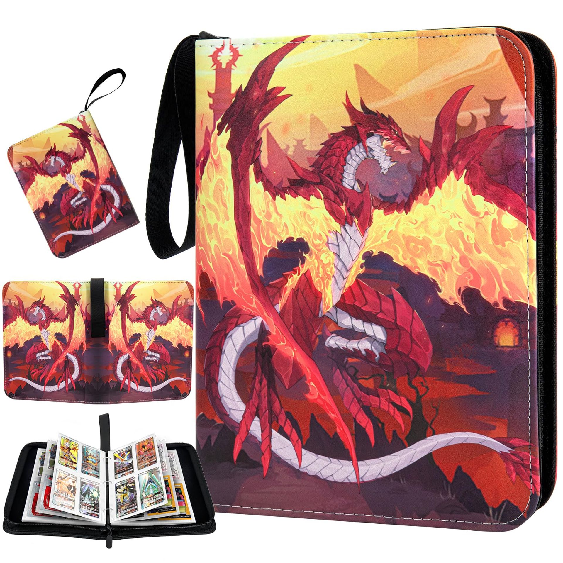 Premium Trading Card Binder with Sleeves - Holds 400 Football Cards, Portable Zipper Design