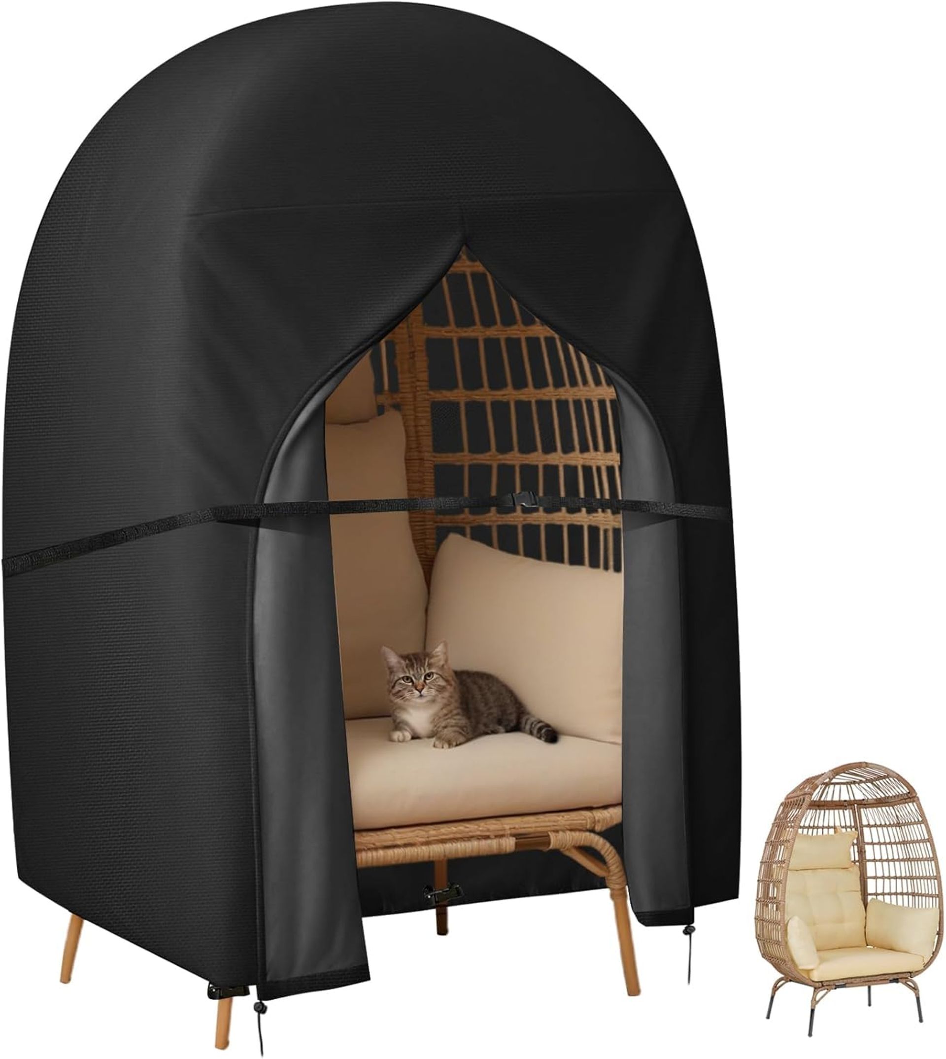 Waterproof Double Egg Chair Cover, Heavy Duty 420D Oxford Fabric with Zip, UV & Dust Resistant Outdoor Furniture Protection