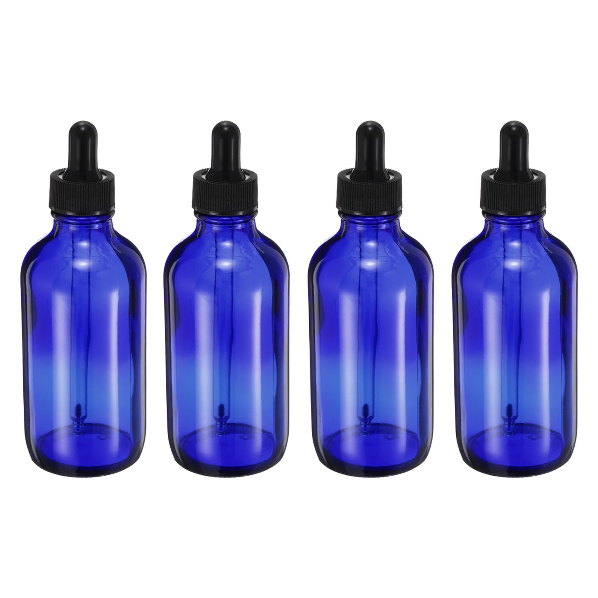Glass Dropper Bottles 120ml Leakproof Refillable Reusable Essential Oil Perfume Containers with Pipette 4 Pack - Green