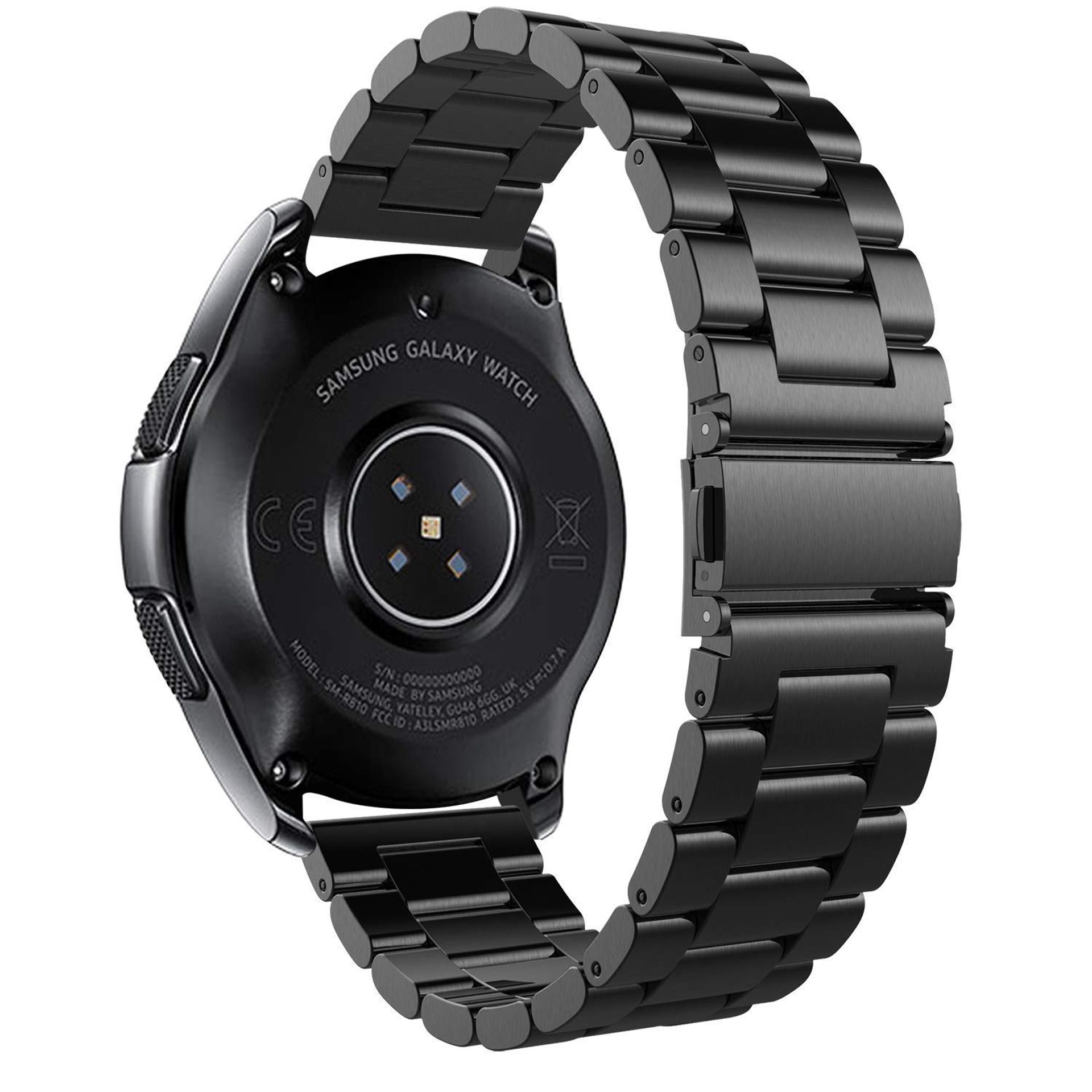 20mm Quick Release Metal Watch Strap for Samsung, Huawei, and More - Black