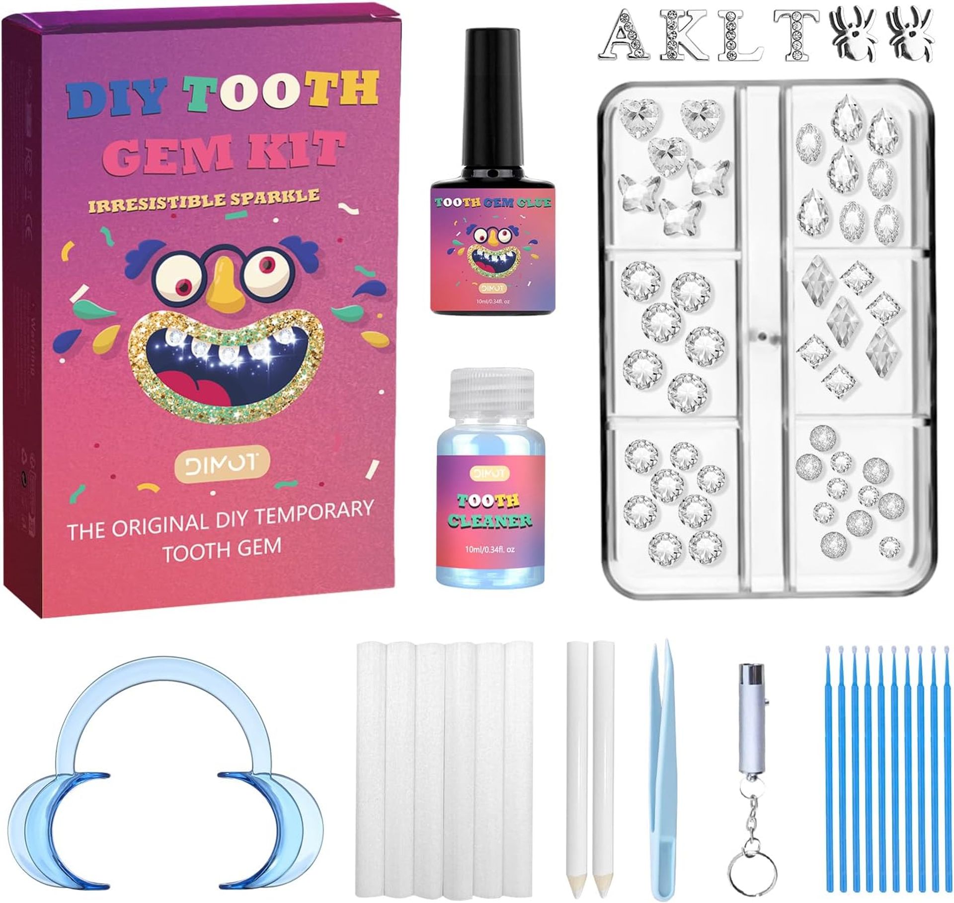 Tseriact DIY Tooth Gem Kit with 125 Sparkling Crystals - Style C for Bling Teeth Decor