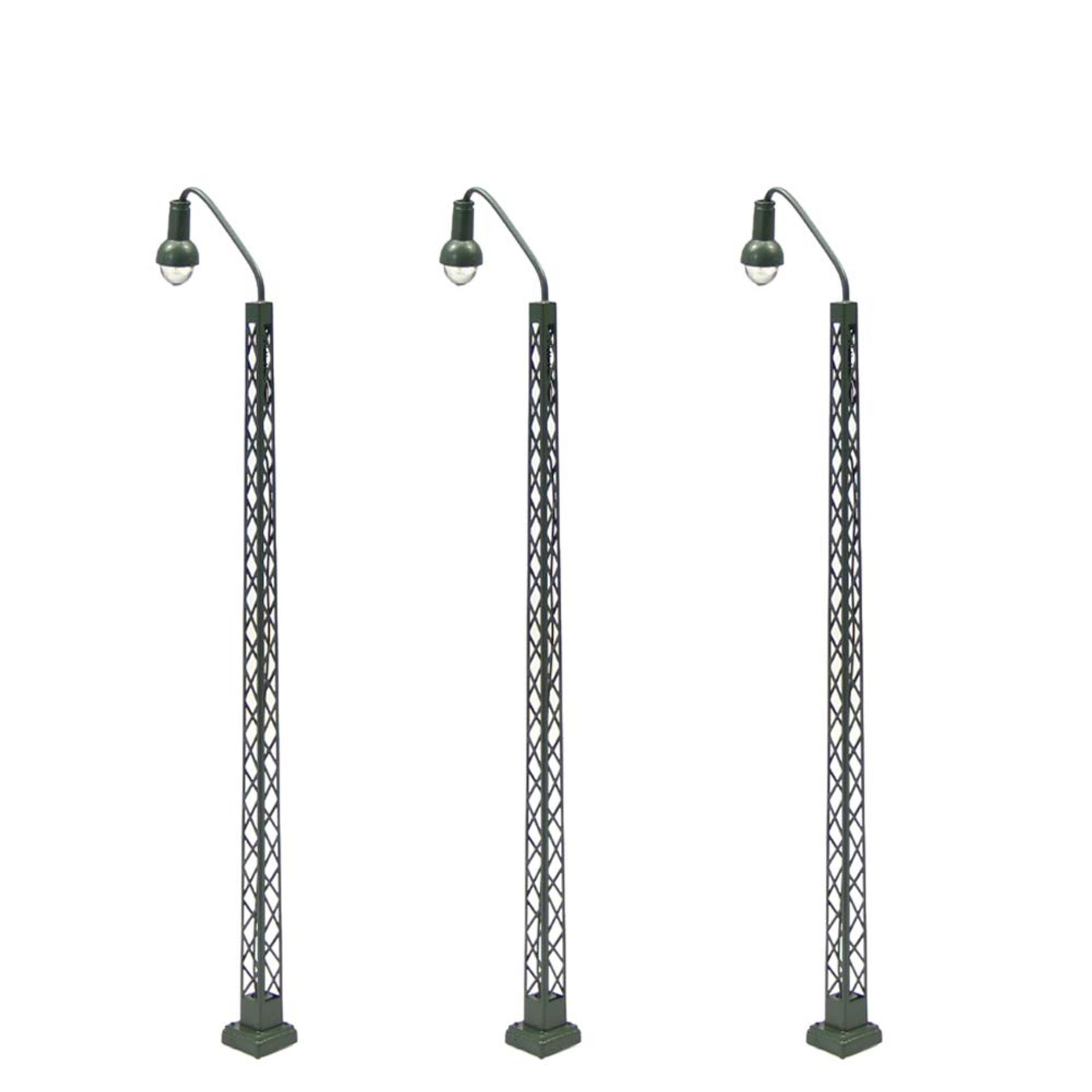 Model Railway Lamp Posts 1:100 Scale 3-Pack Street Lights TT Layout Accessories - Silver Classic Style