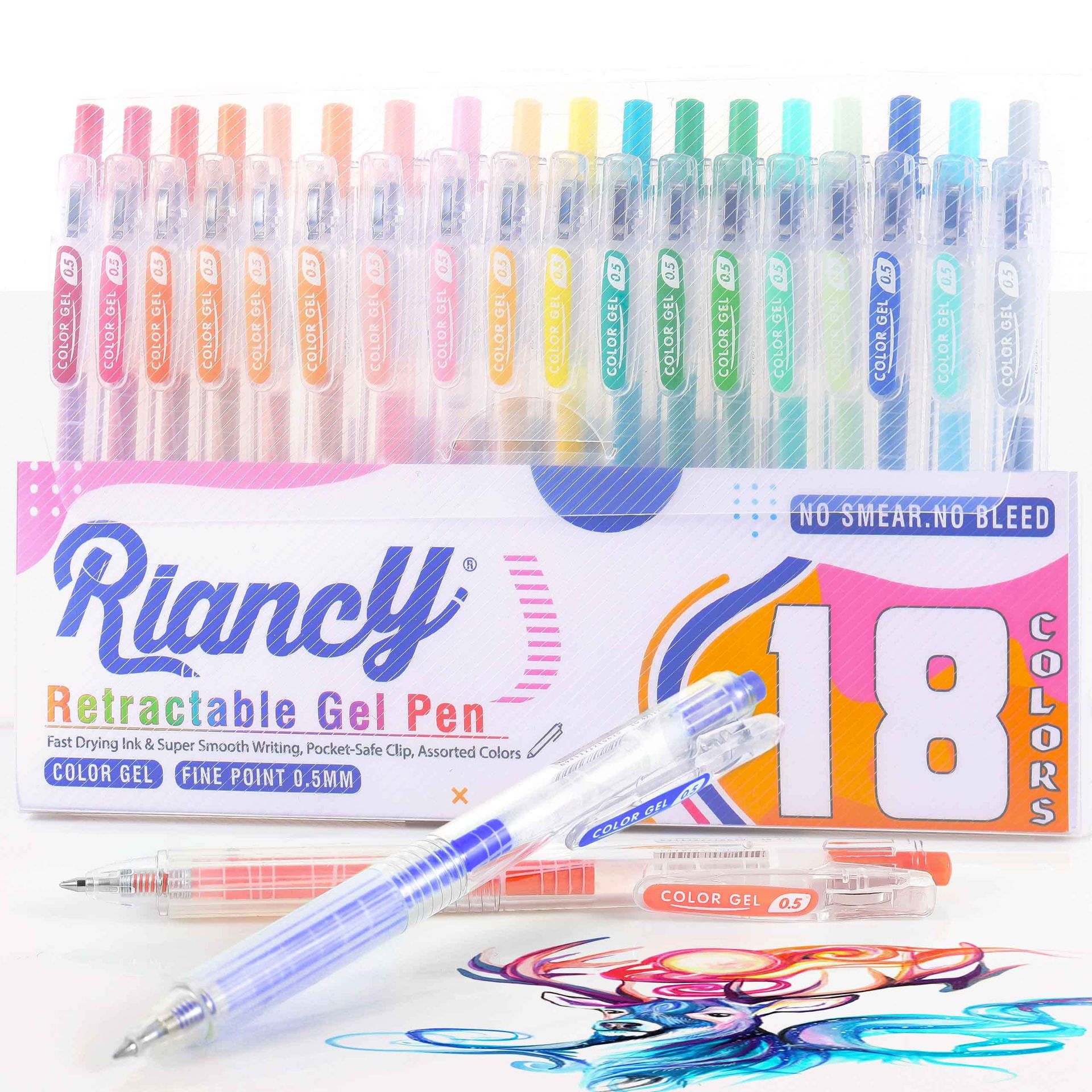 25 Colourful RIANCY Pens for Journaling, Note Taking & Art - Quick Dry 0.5mm Rollerball